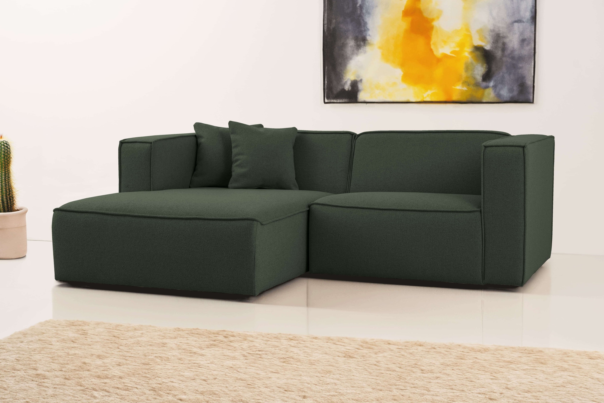 OTTO home Ecksofa »Tammie« Breite 222 cm, Webstoff fein, bodentief, mit Wellenunterfederung