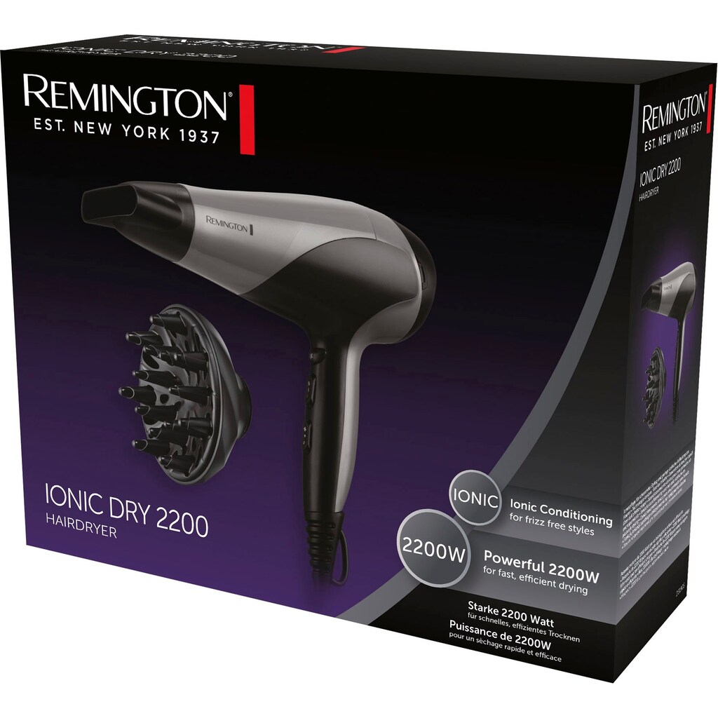 Remington Ionic-Haartrockner »Ionic Dry 2200 D3190S«, 2200 W, 2 Aufsätze