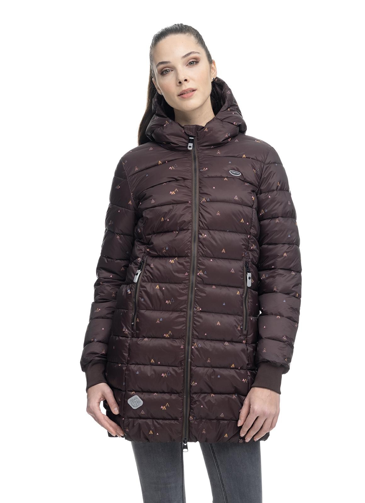Ragwear Steppjacke »Steppjacke Tiasa Long«, mit Kapuze, Gemusterte Winterjacke mit Kapuze