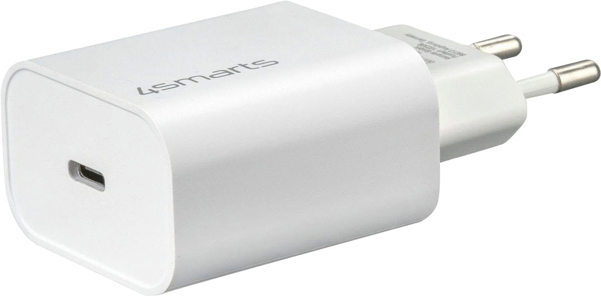 4smarts Smartphone-Ladegerät »Schnelllade-Set 20W mit 1,5m Lightning Kabel f. iPhone«, (150 cm Lightning Kabel für iPhone 11 12 13 14 Pro Max Mini SE iPad), 20W Schnellladegerät iPhone Ladekabel USB-C Ladegerät PD Schnelllader