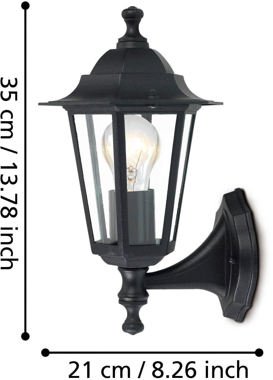 EGLO LED Wandleuchte »LATERNA 4 L16,5 x H32 x AL23 cm, spritzwassergeschützte Lampe« E27 1 Stk. Außen-Wandlampe Laterna 4, Lampe,  E27, IP44, L16,5 x H32 x AL23 cm