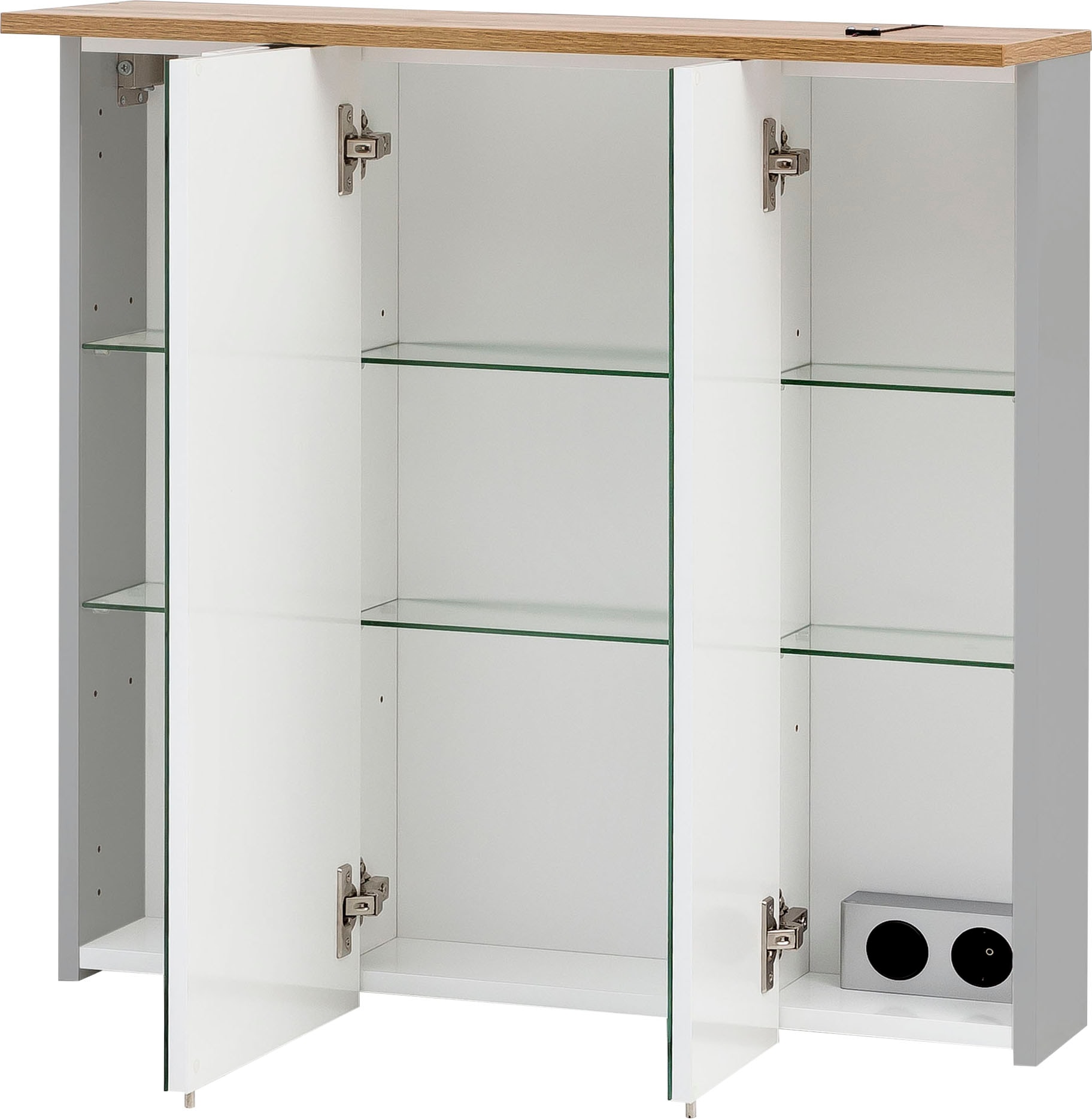 Schildmeyer Spiegelschrank »Profil«, Breite 70 cm, 3-türig, LED-Beleuchtung, Schalter-/Steckdosenbox