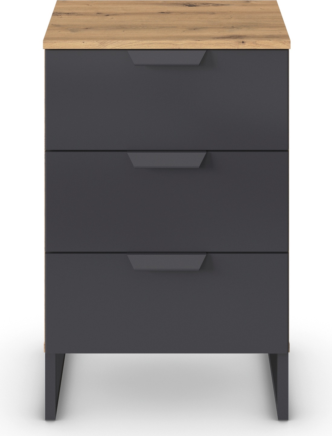 rauch Nachtkommode »Dark&Wood by Aditio«, im Industrial Style mit Kufenfuß, 3 Schubladen mit Softclose-Funktion