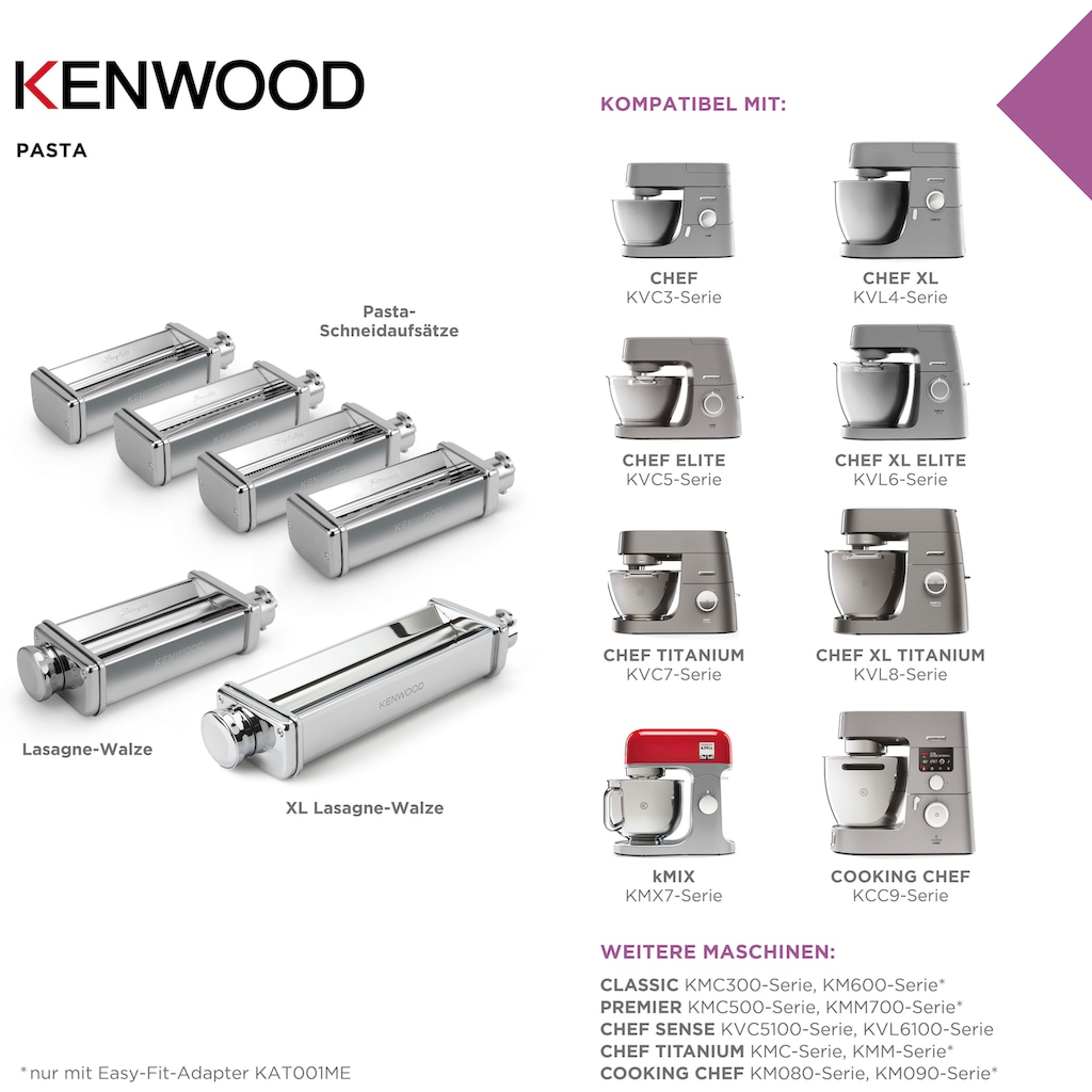 KENWOOD Nudelwalzenvorsatz »Pasta-Schneidaufsatz Spaghetti KAX984ME«