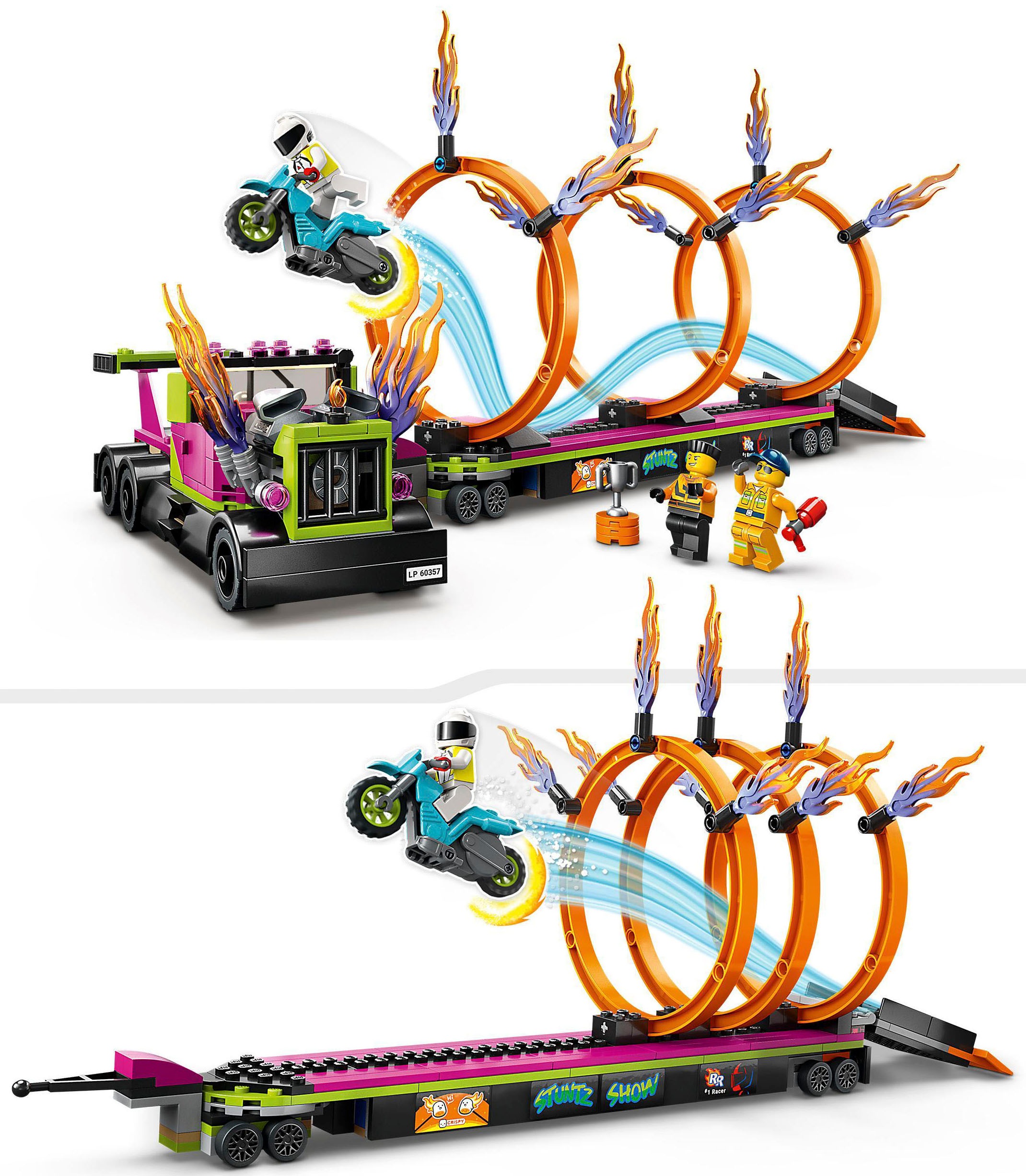 LEGO® Konstruktionsspielsteine »Stunttruck mit Feuerreifen-Challenge (60357), LEGO® City Stuntz«, (479 St.)
