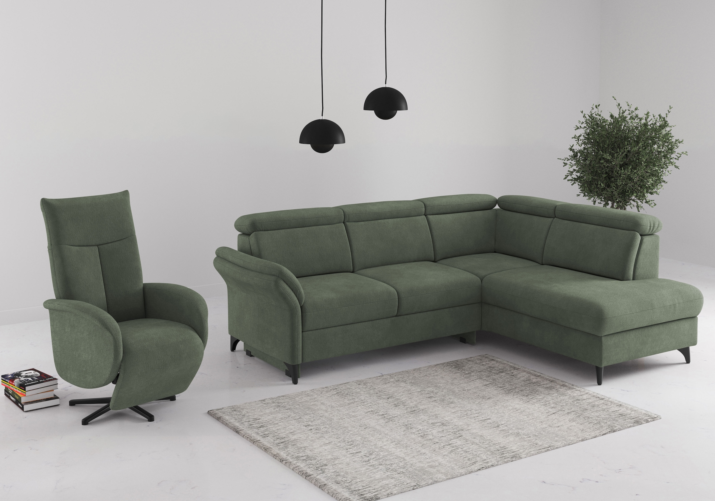 sit&more Ecksofa »Glendale, L-Form« inkl. Kopfteilverstellung, wahlweise mit Vorziehsitz und Bettkasten