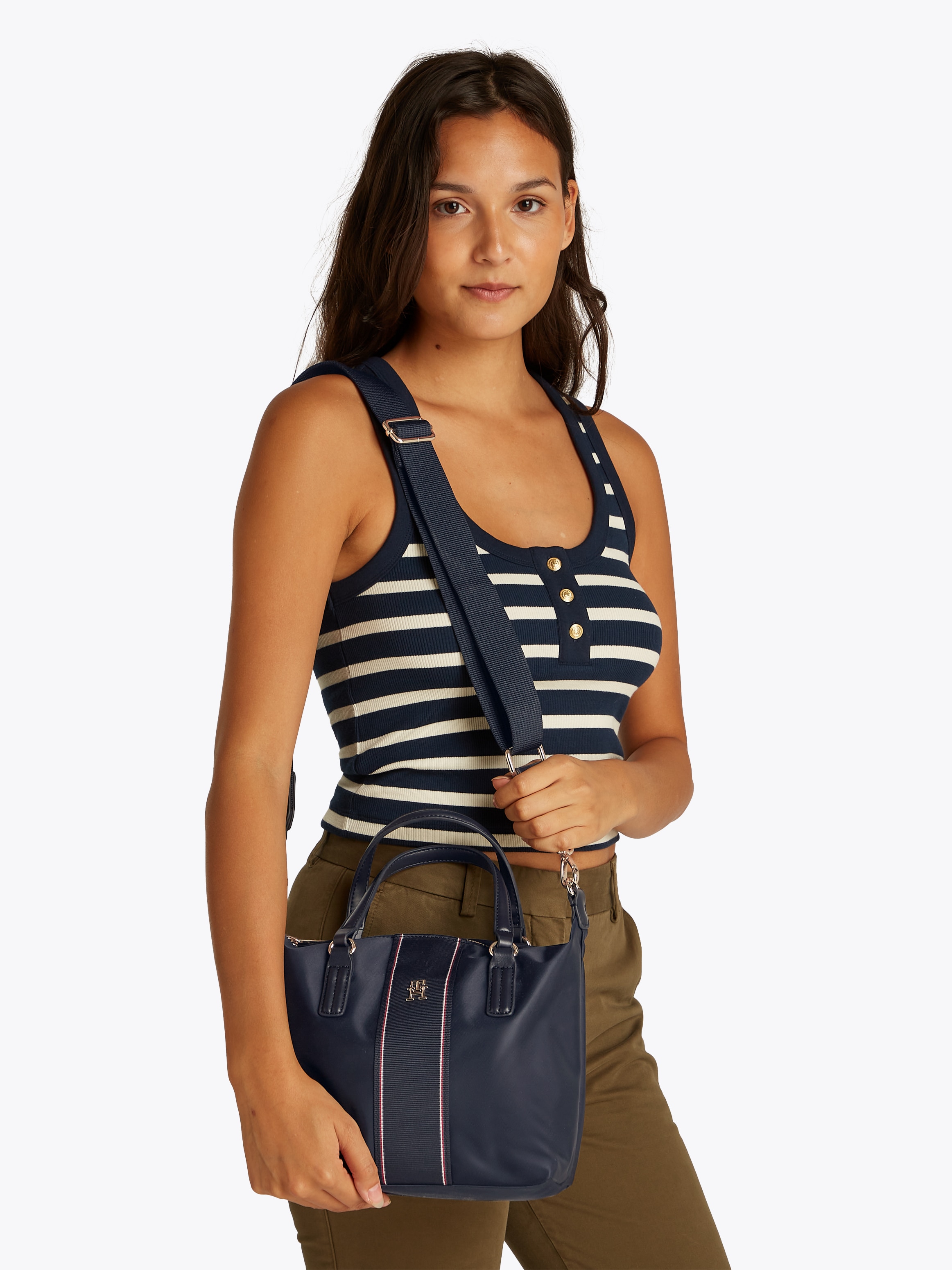 Tommy Hilfiger Tragetasche »POPPY SMALL TOTE CORP«, Damen Umhängetasche, Schultertaschen, Henkeltasche mit buntem Zipper