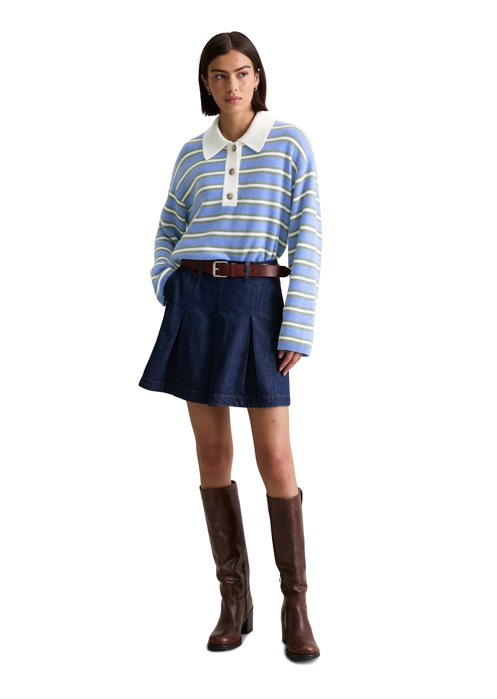 Marc O'Polo DENIM Strickpullover regular fit aus softem Schurwolle-Viskose-Mix, gestreift