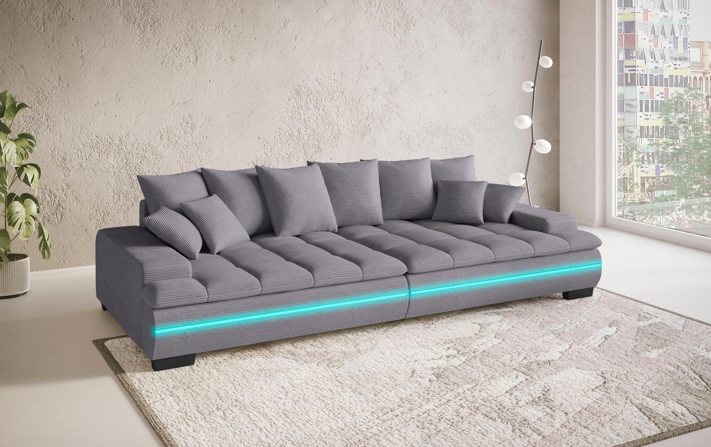 Mr. Couch Big-Sofa »Haiti II RGB-LED«, RGB-LED Beleuchtung, mit Handwerklich gearbeiteter Komfort-Steppung