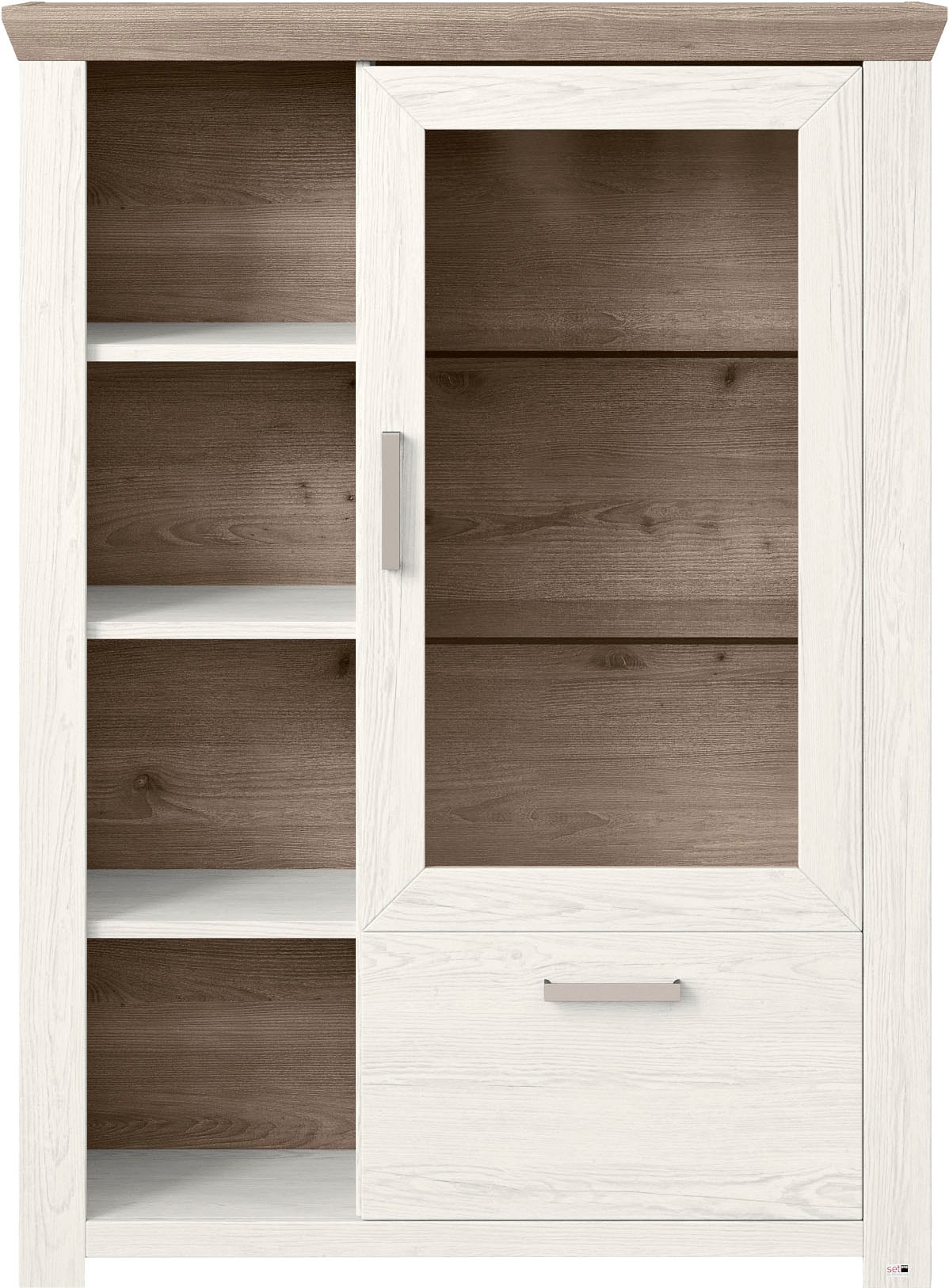 set one by Musterring Highboard »York«, Typ 13 und 14, mit Glastür und Schubkasten, 3 Farbvarianten, B 105 cm