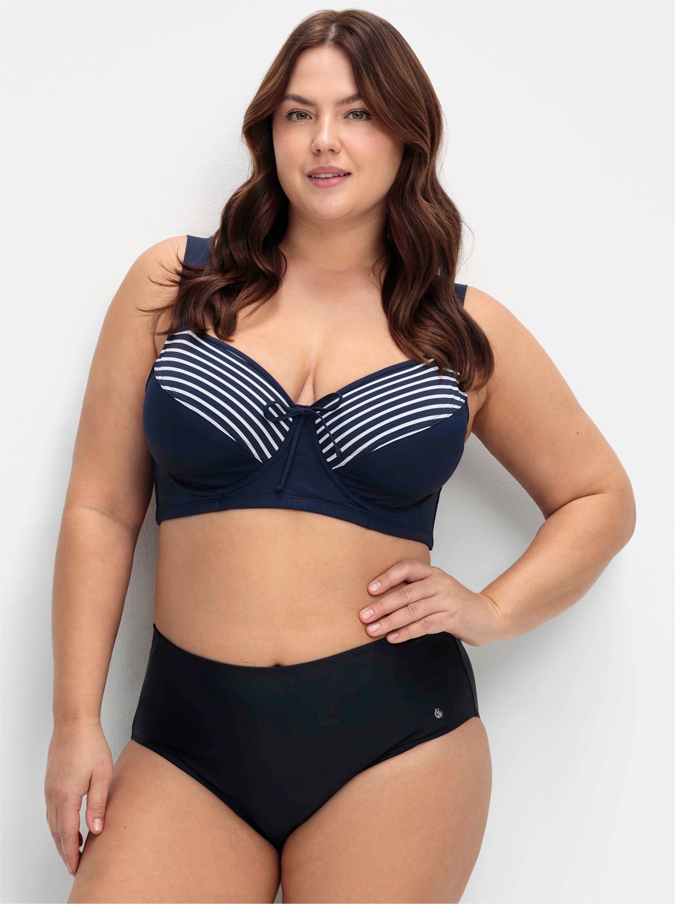 Sheego, Damen, Bikini-Hose, tiefblau, Normalgrößen, 48 - Normalgrößen, tiefblau, hoher Bund