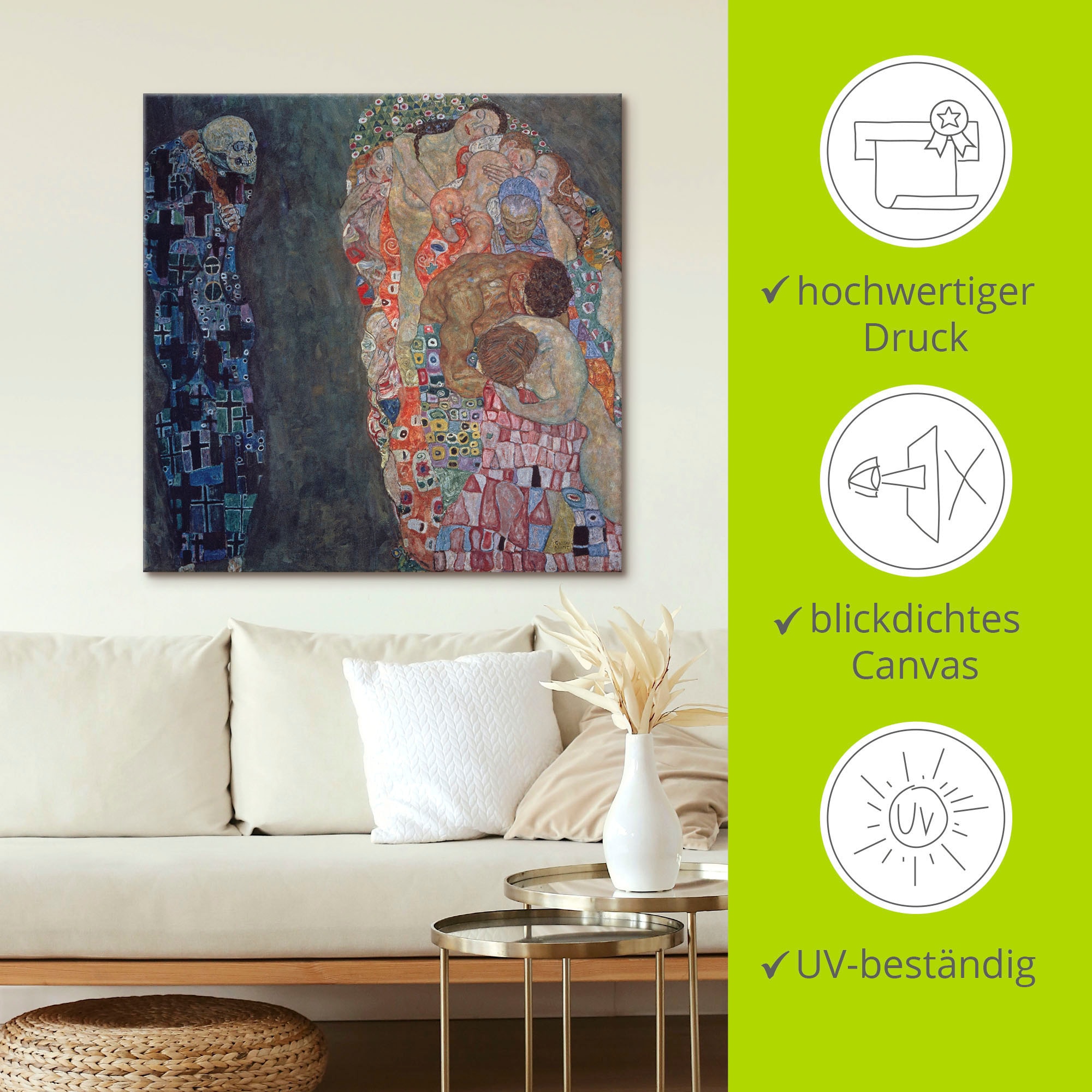 Artland Wandbild »Tod und Leben. Vollendet 1916.« Religion 1 Stk. tlg. auf Holzrahmen gespannt