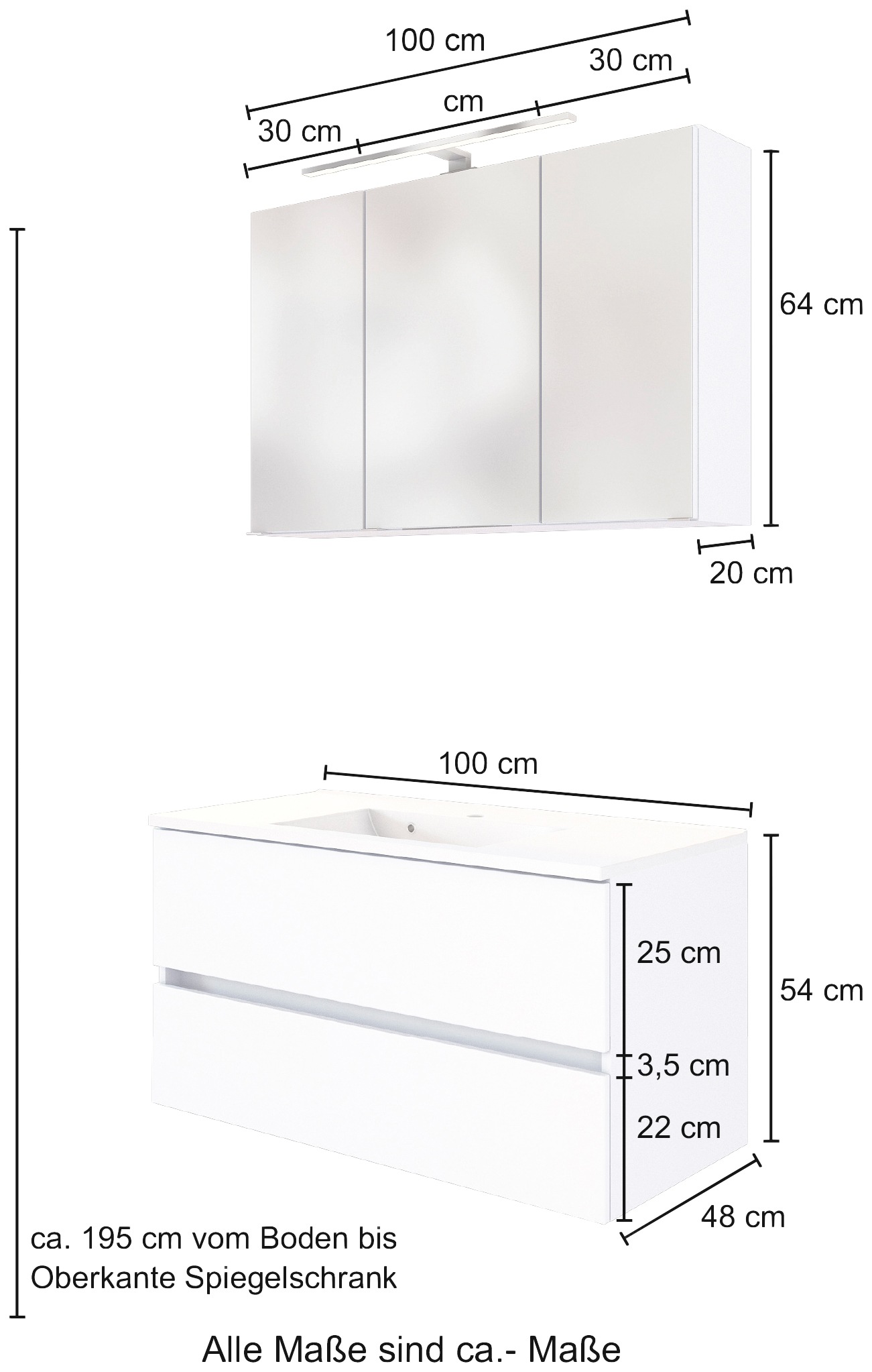 welltime Badmöbel-Set »Baabe« Set, 2 Stk. tlg.