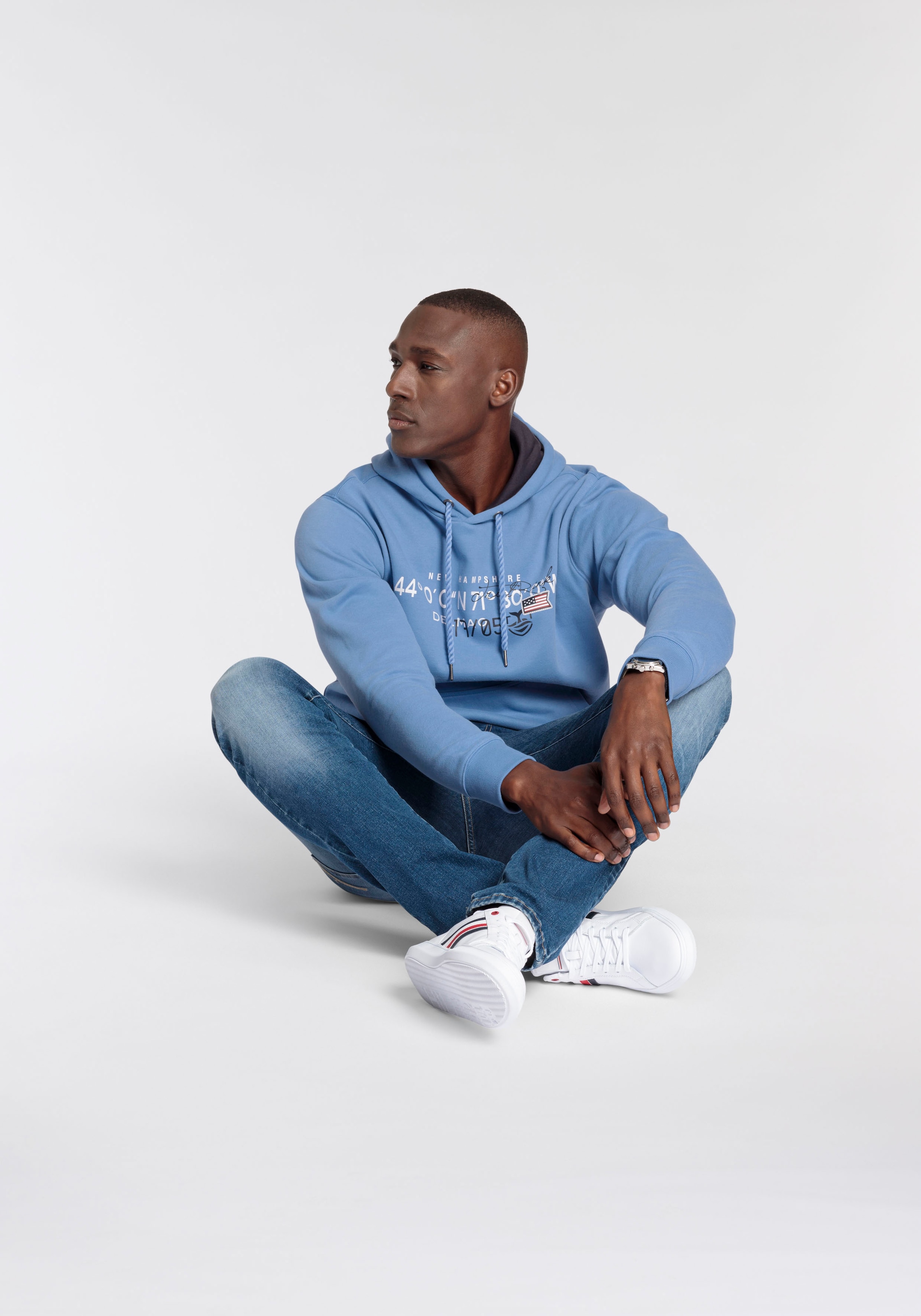 DELMAO Kapuzensweatshirt, Langarm, lockere Passform, mit Print, mit Kapuze