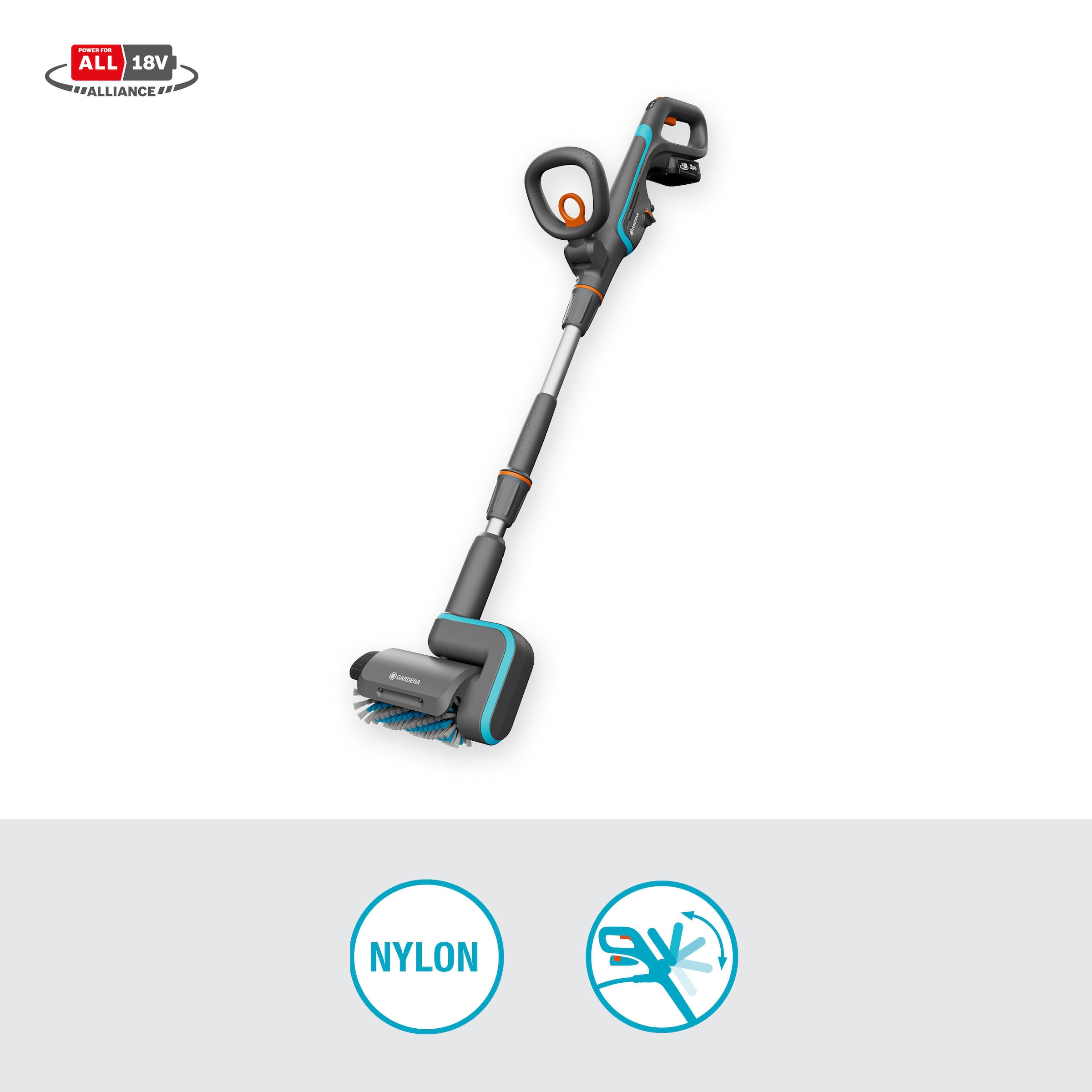 GARDENA Akku-Oberflächenbürste »Multi-Reiniger AquaBrush Patio 03/18V P4A«, Ready-To-Use Set inkl. Akku und Ladegerät