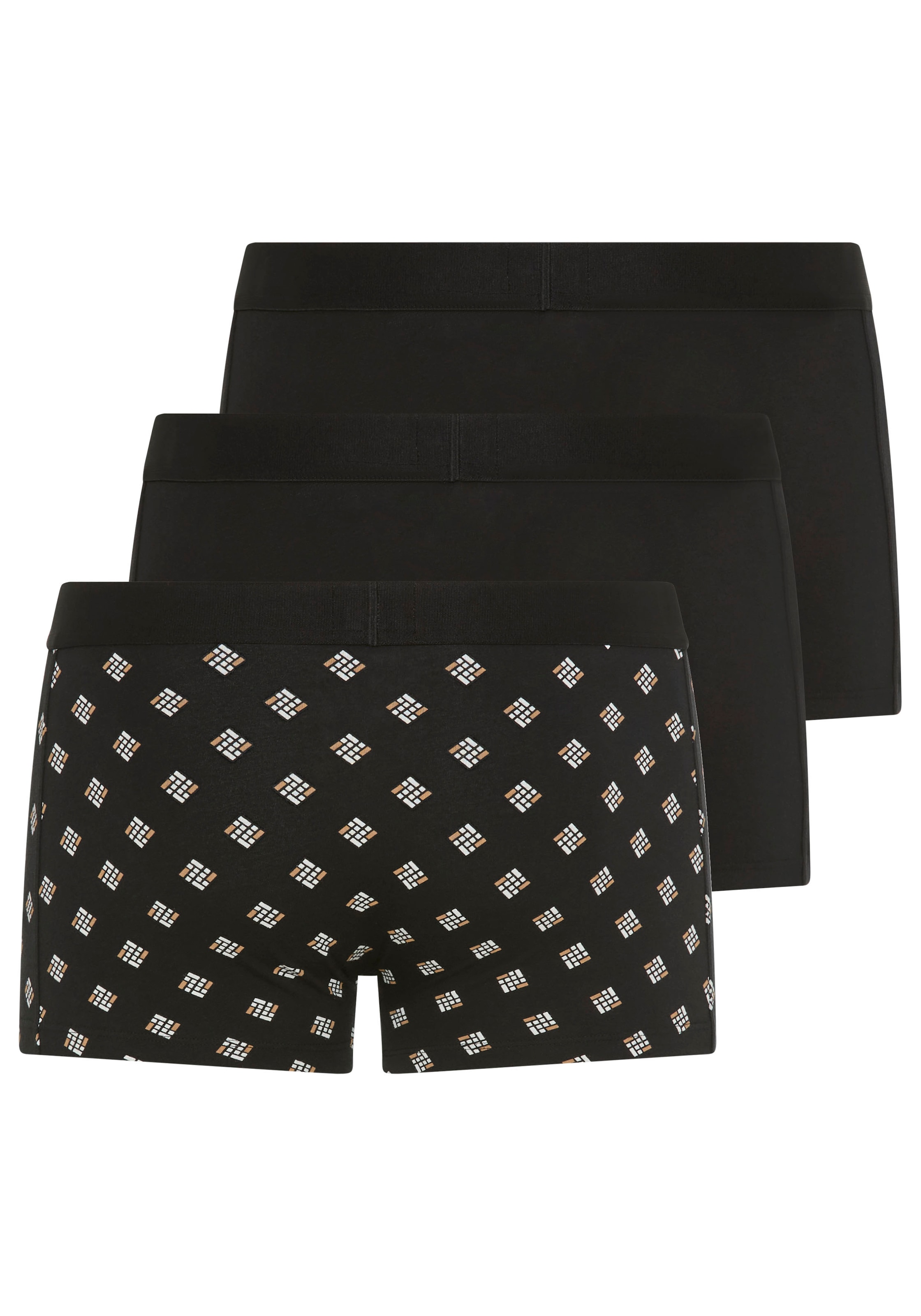 BOSS Boxershorts »Trunk 3P BOSS ONE D«, (3 St.), mittlere Bundhöhe, 1x gemustert, 2x unifarben