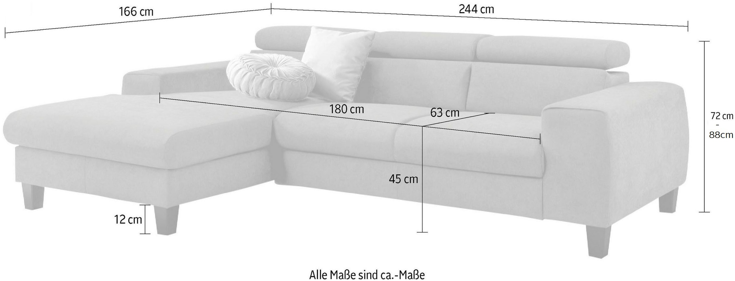 COTTA Ecksofa »Morven L-Form«, Inklusive Kopfteilverstellung, wahlweise mit Ladestation, Bettfunktion