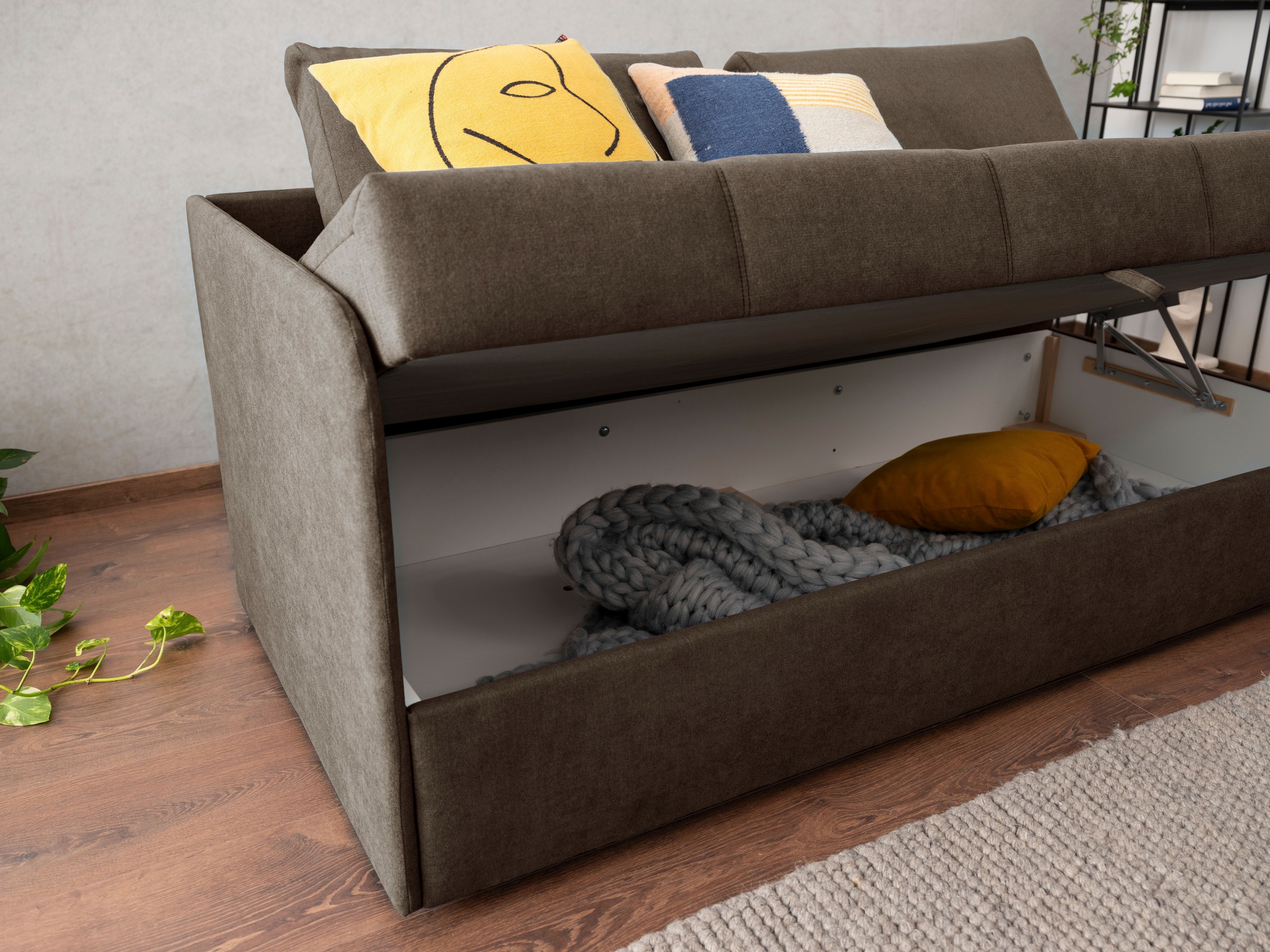 alina Schlafsofa »Marla« inkl. Stauraum & 2 Rückenkissen, Armlehne wahlweise links oder rechts