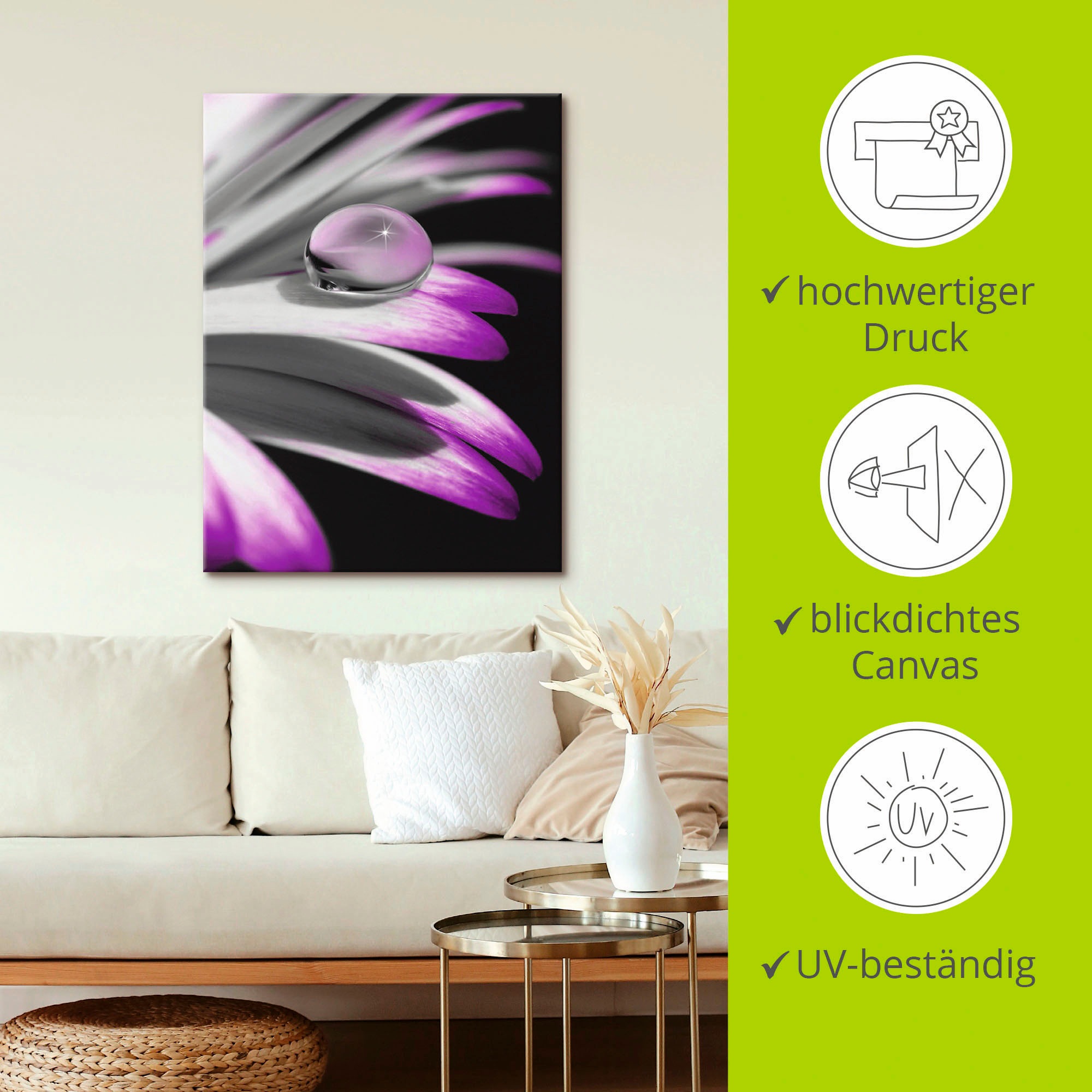 Artland Wandbild »Tropfen«, Blumen, (1 St.), als Leinwandbild, Poster, Wandaufkleber in verschied. Größen