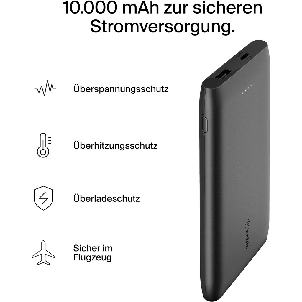 Belkin Powerbank »BOOST↑CHARGE™ USB-C PD Power Bank 10K mit USB-C Kable«, 10000 mAh