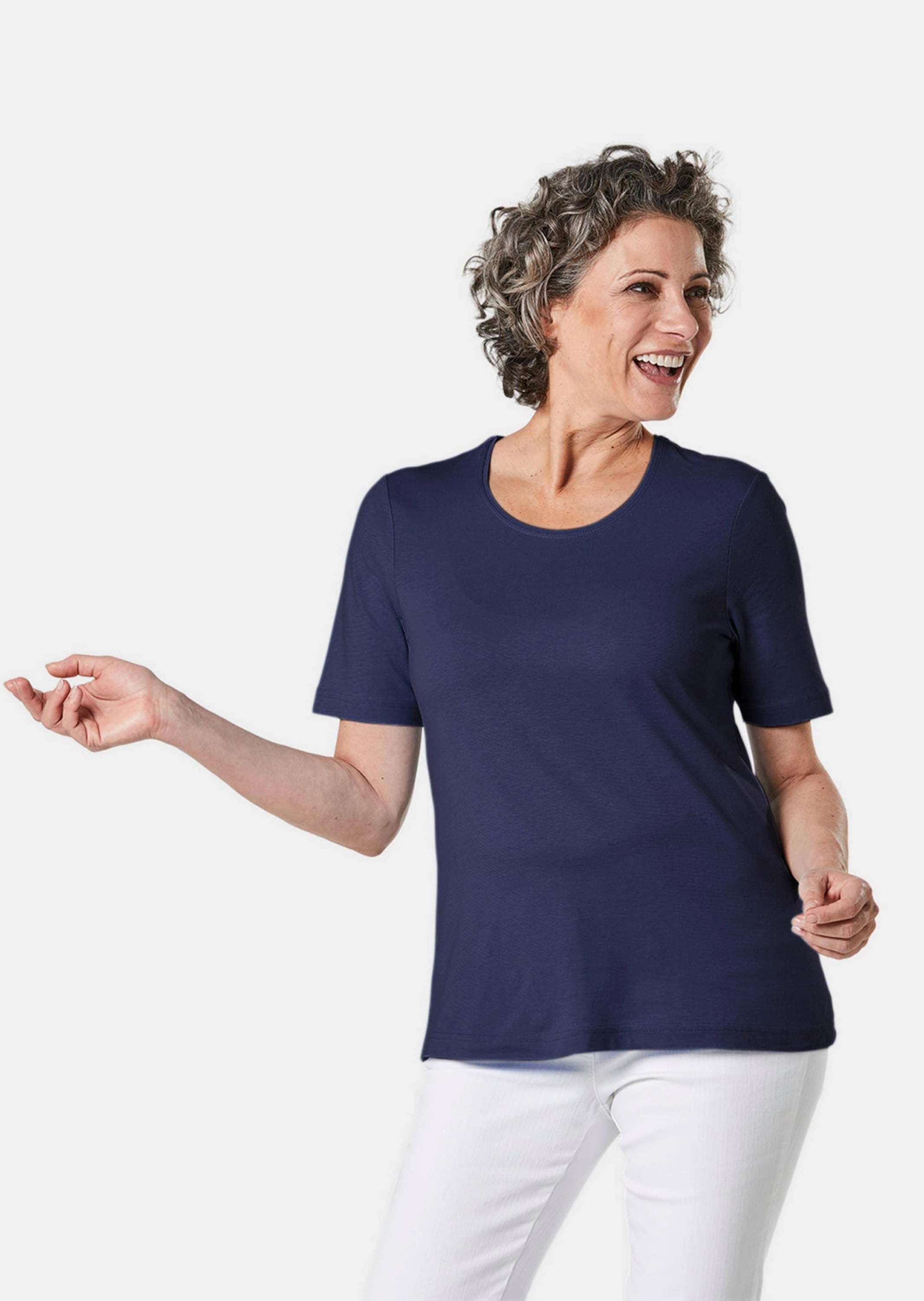 GOLDNER Langarm-Poloshirt »Kurzgröße Basic T-Shirt aus reiner Baumwolle«