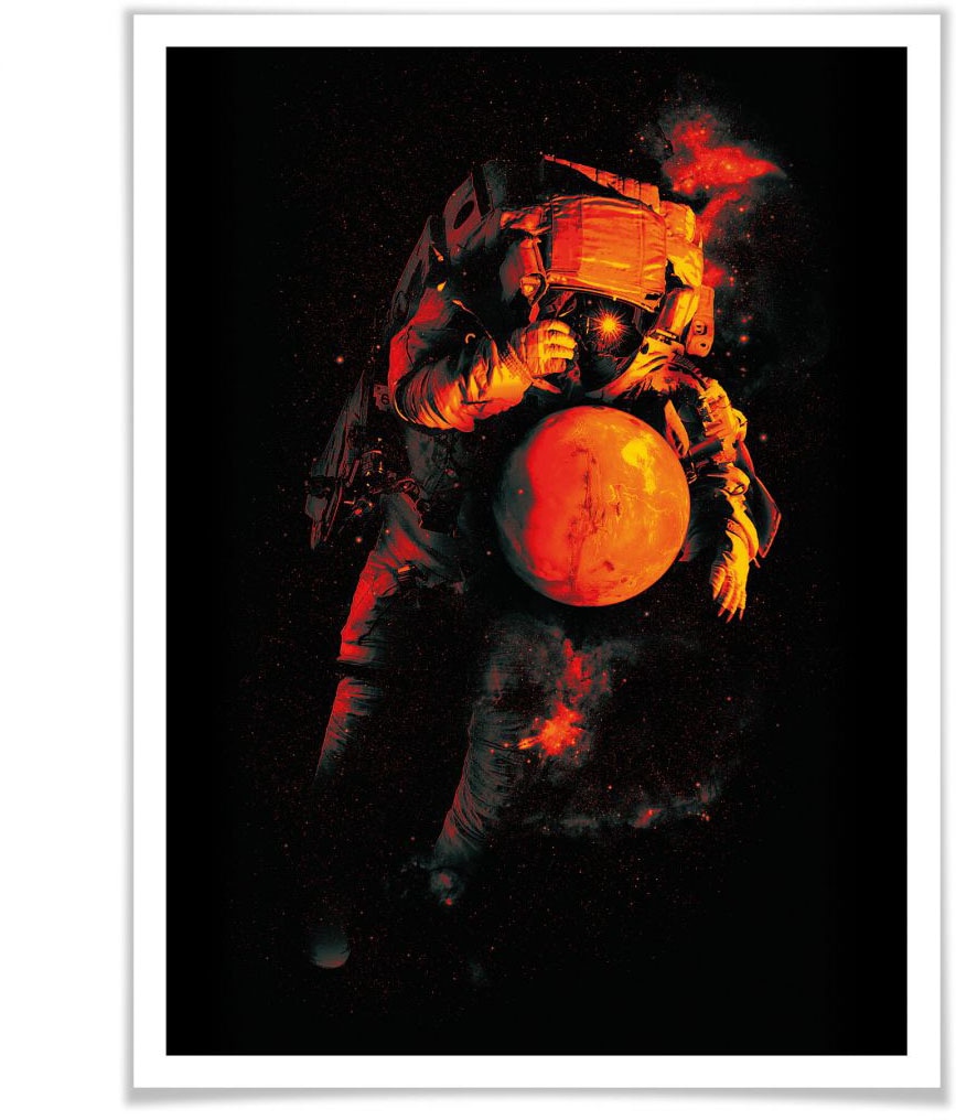 Wall-Art Poster »Astronaut Schwarz Poster, Rechnung Wandposter Mars Wandbild, Astronaut, (1 Weltall«, bestellen St.), Bild, auf