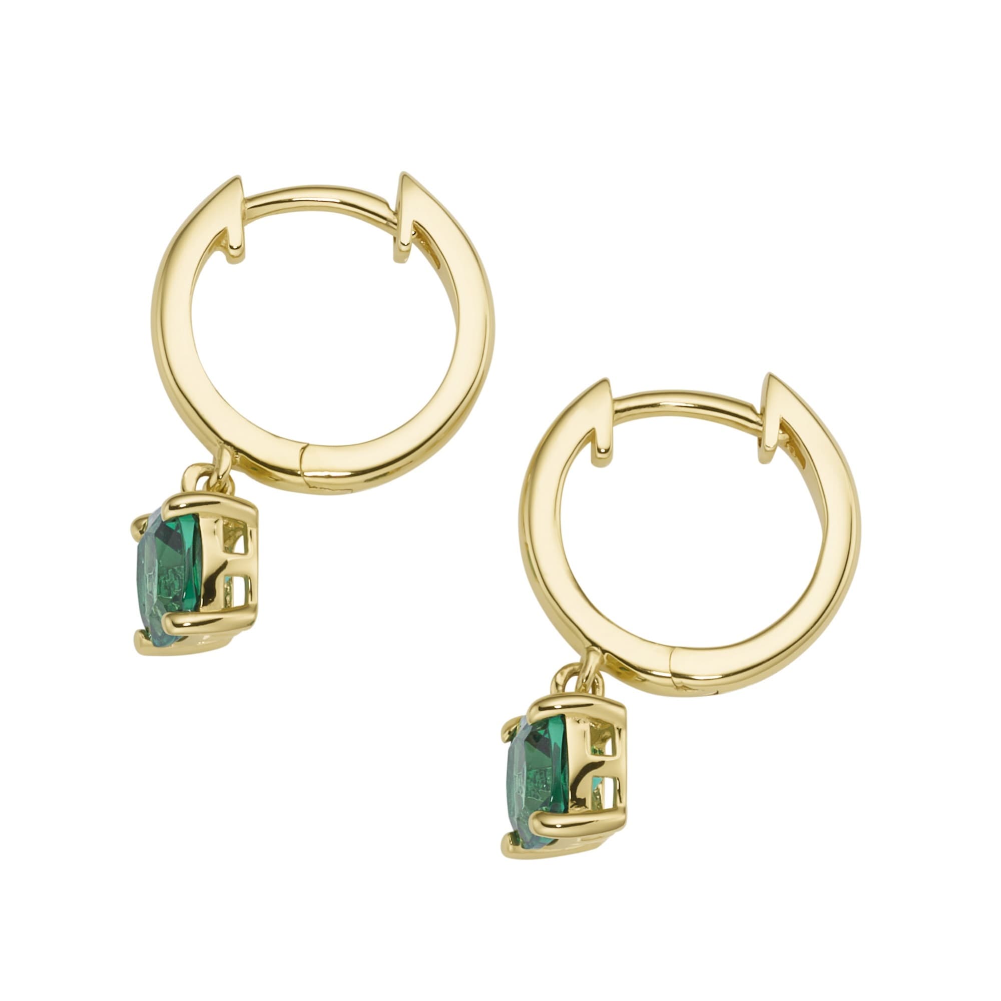 Smart Jewel Paar Creolen »Klappcreolen mit Zirkonia grün, vergoldet, Silber 925«