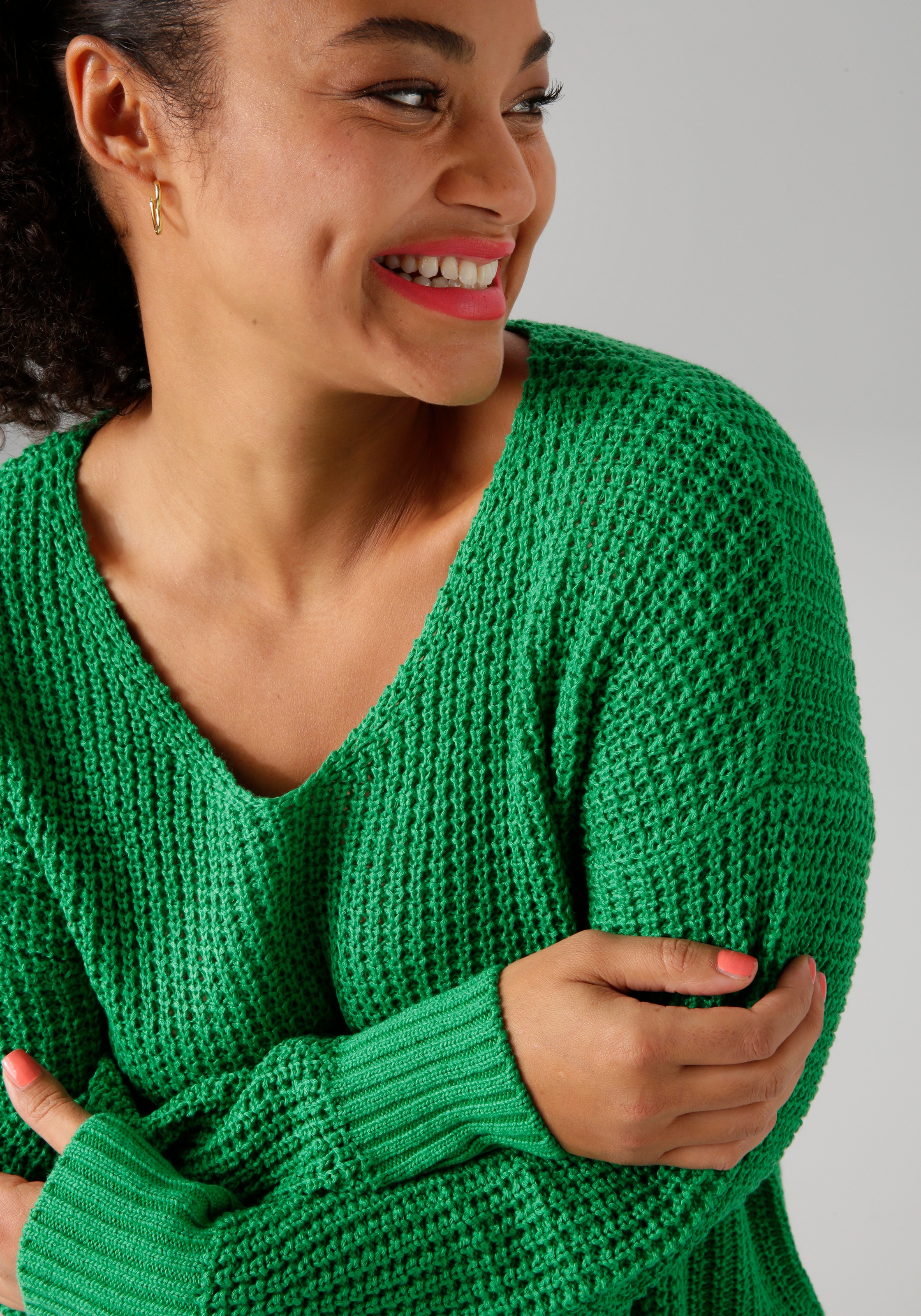Aniston PLUS Strickpullover, im dezenten Ajour-Strickmuster