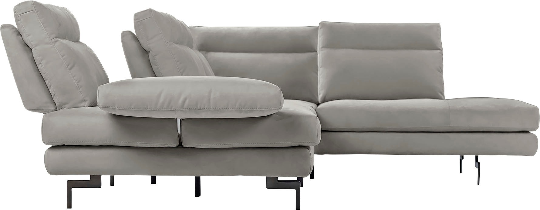 CALIA ITALIA Ecksofa »Toby Wing, L-Form, Designsofa mit sensationellem Sitzkomfort«, Sitztiefenverstellung, funktionale Ecke, Füße in schwarz matt