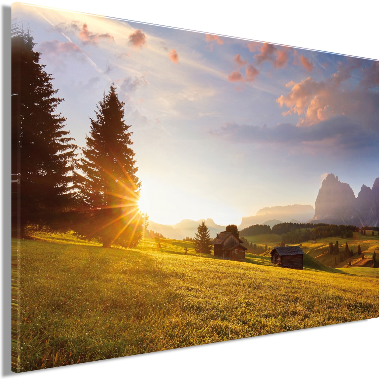 Bönninghoff Bild »Wandbild ALPENLANDSCHAFT 60x90 cm – Leinwandbild Keilrahmen Deko« Berge | Berge & Alpenbilder | Sonnenuntergang auf Keilrahmen gespannt