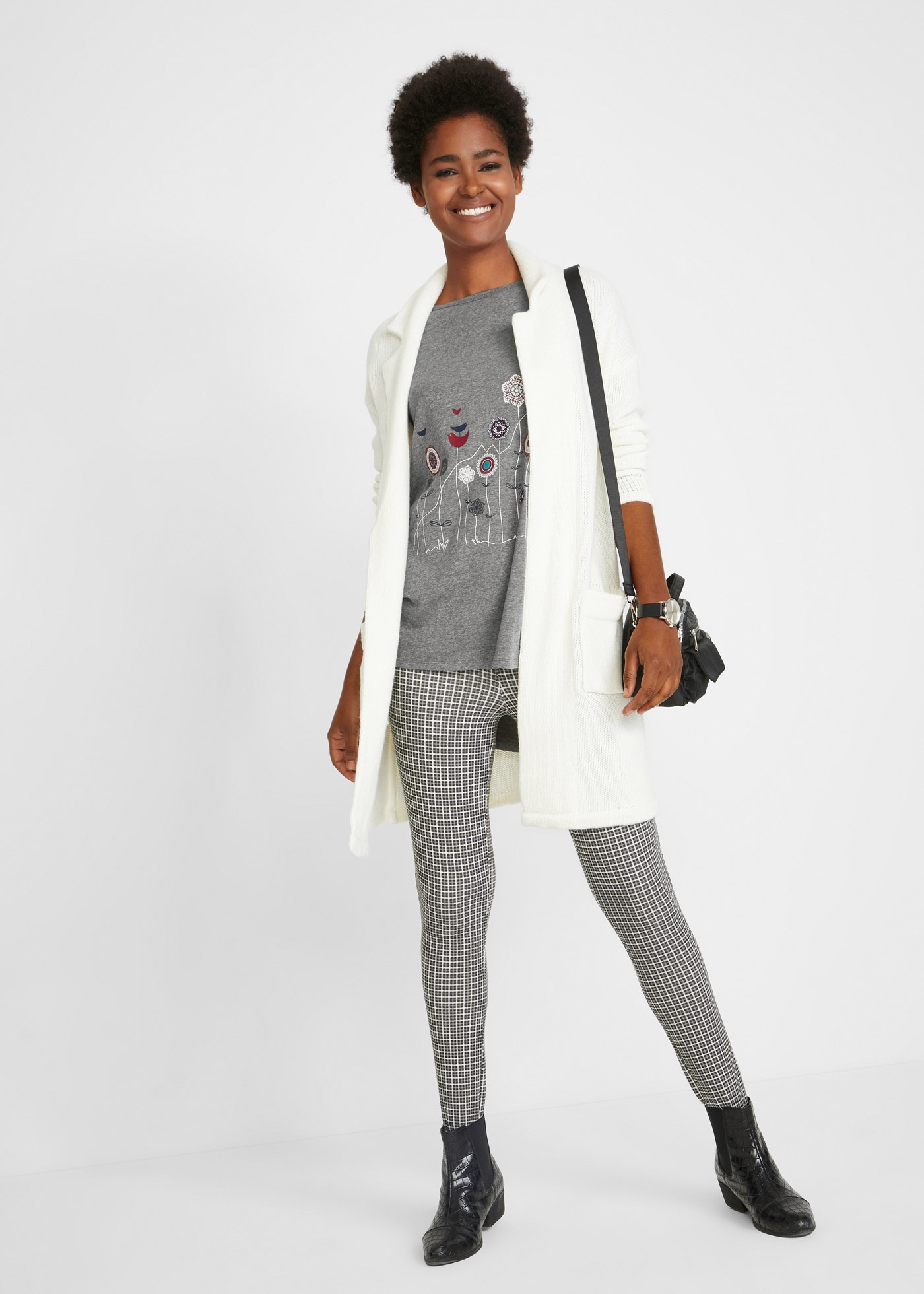 bonprix Longshirt A-Linien Passform, lange Ärmel, aus Baumwolle und Viskose