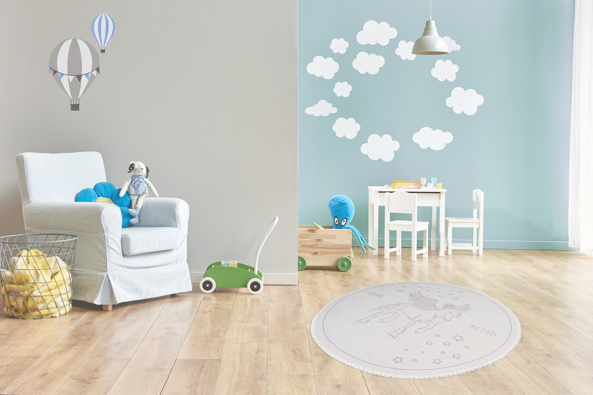 Arte Espina Kinderteppich »Bambini 200«, rund, 5 mm Höhe, Fantasievoll bedruckter Kinderteppich, angenehme Haptik