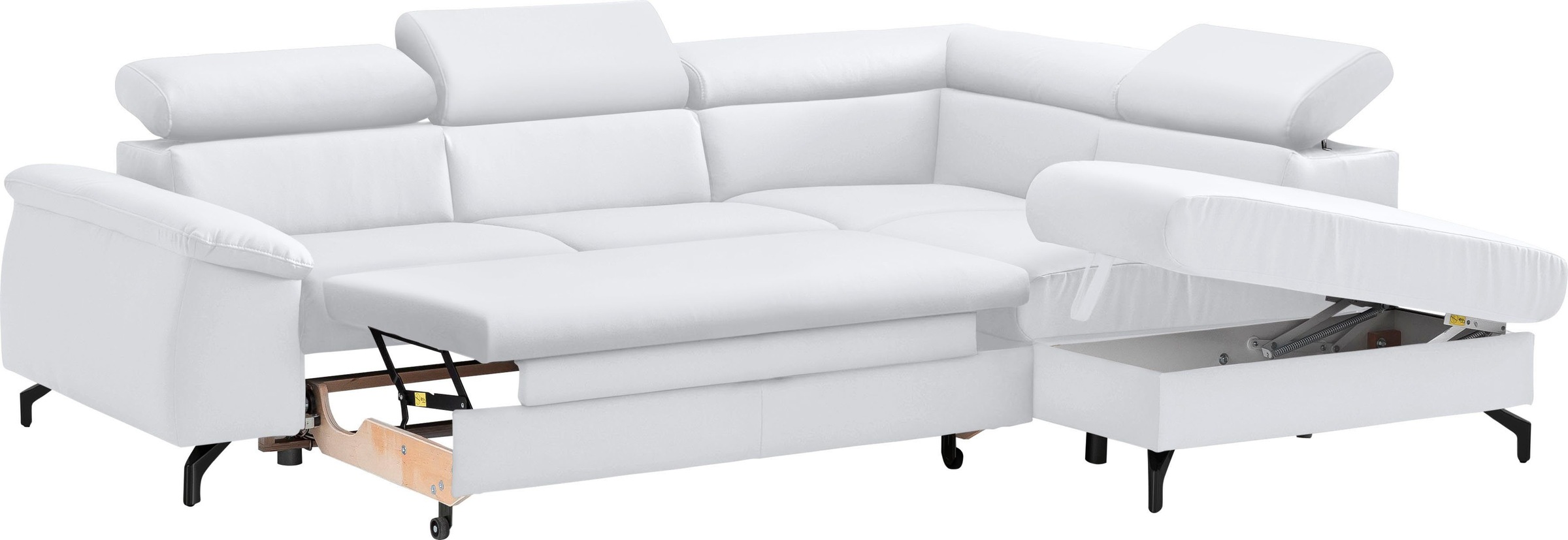 COTTA Polstergarnitur »Komaris L-Form«, (Set), Set bestehend aus: Ecksofa mit Kopfteilverstellung & Hocker