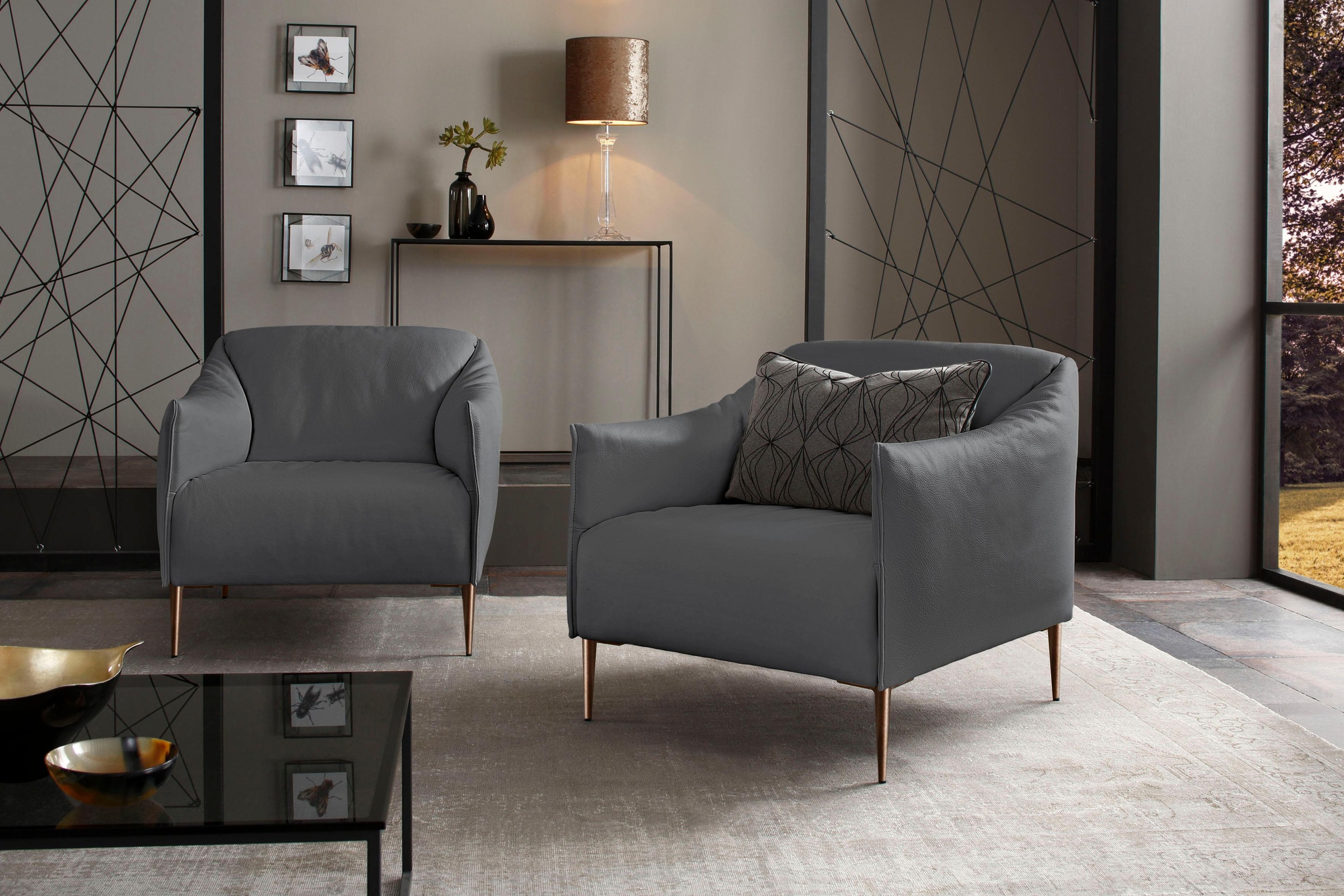 W.SCHILLIG Cocktailsessel »sally« mit Metallfüßen in Bronze pulverbeschichtet