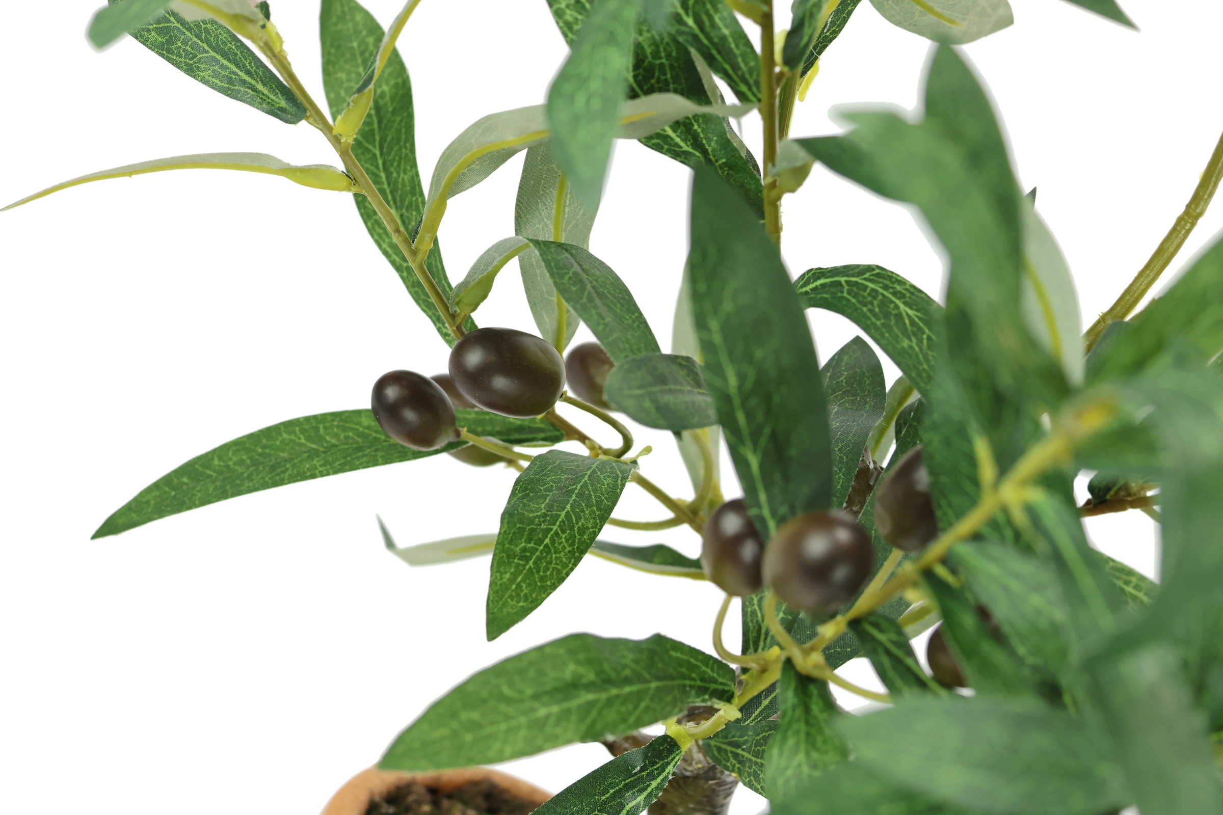 I.GE.A. Kunstpflanze »Künstlicher Olivenbaum mit schwarzen Früchten«, Olive Mediterran Ölbaum Grünpflanze Kunstbaum Dekobaum Baum