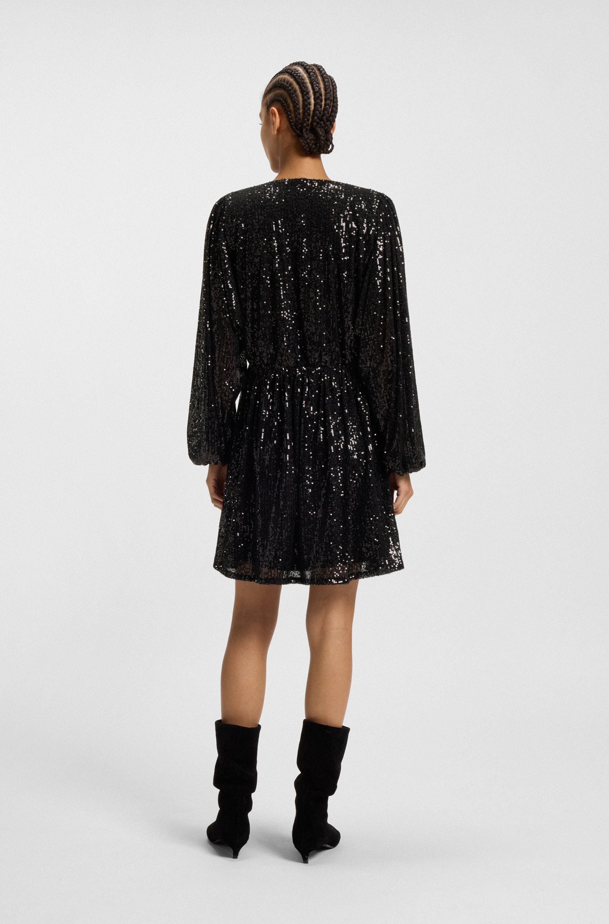 BOSS ORANGE Paillettenkleid »Dilloi Premium Damenmode« mit V-Ausschnitt, kurz geschnitten