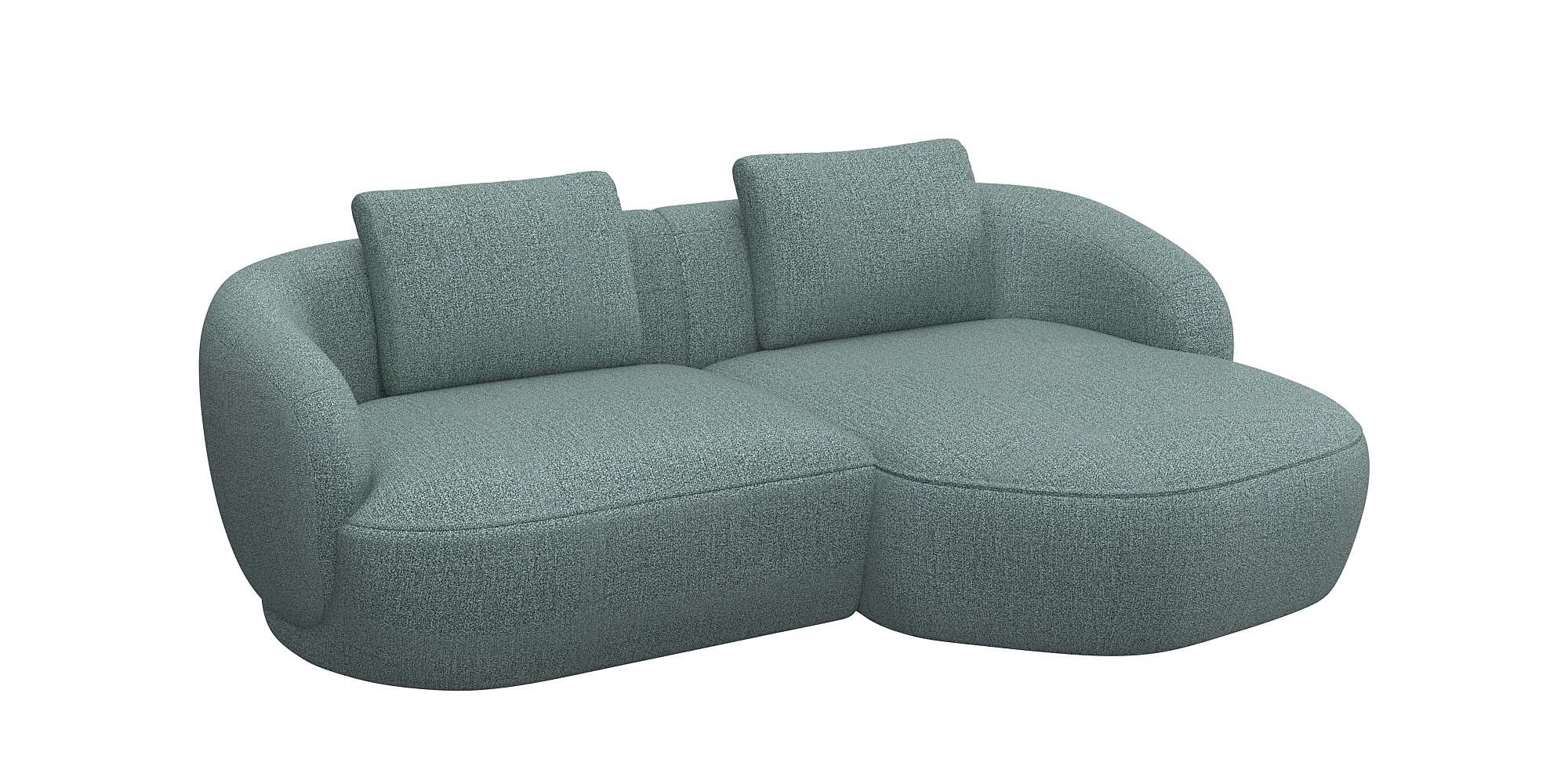 FLEXLUX Wohnlandschaft »Torino, rund, L-Form, Sofa-Ecke mit Recamiere, Longchair-Sofa«, Modernes, organisches Sofa-Design, Kaltschaum, Wellenunterfederung