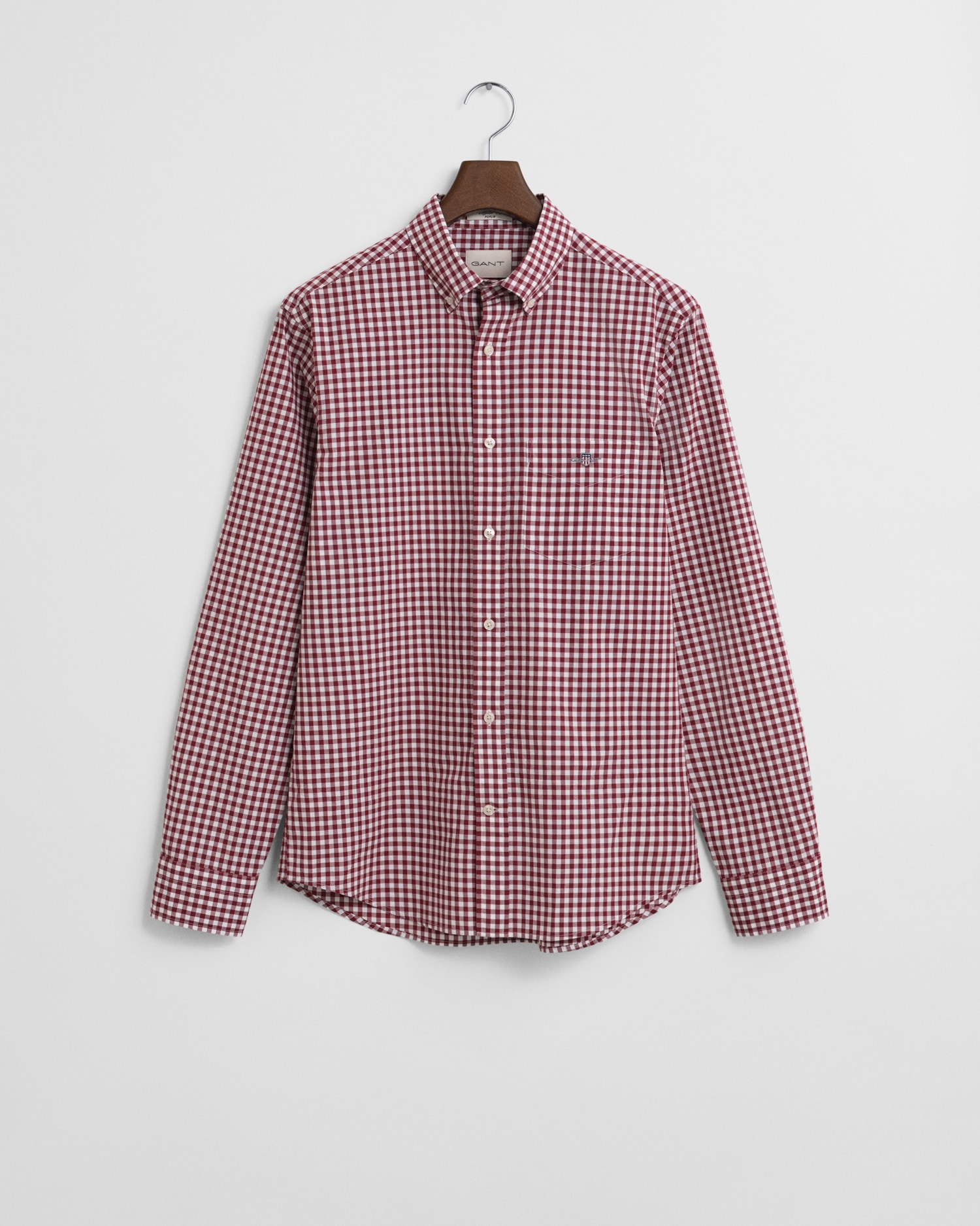 Gant Langarmhemd »REG POPLIN GINGHAM SHIRT« mit Logostickerei auf der Brust