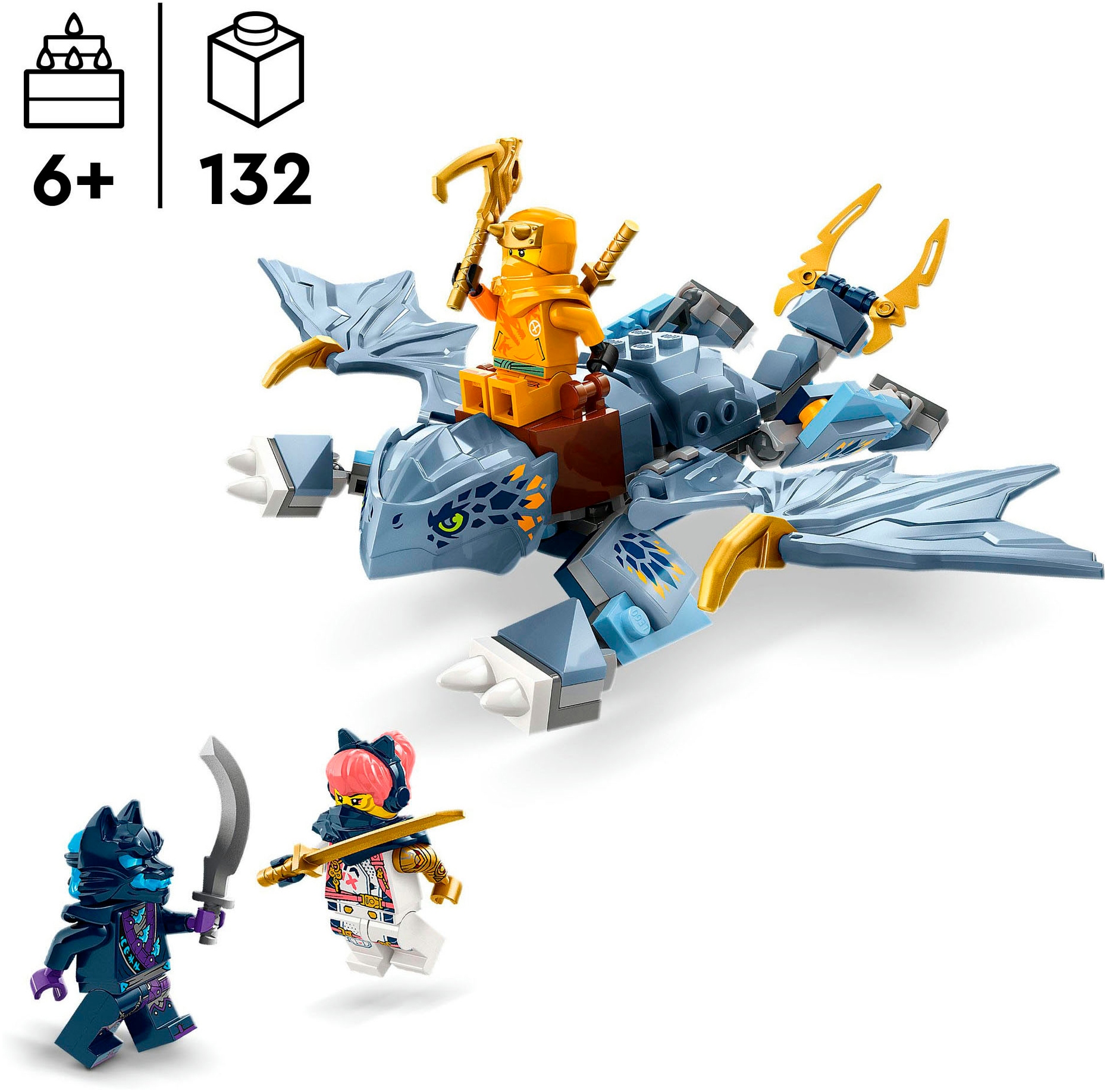 LEGO® Konstruktionsspielsteine »Riyu der Babydrache (71810), Babydrache® Babydrache LEGO™«, (132 St.), Made in Europe