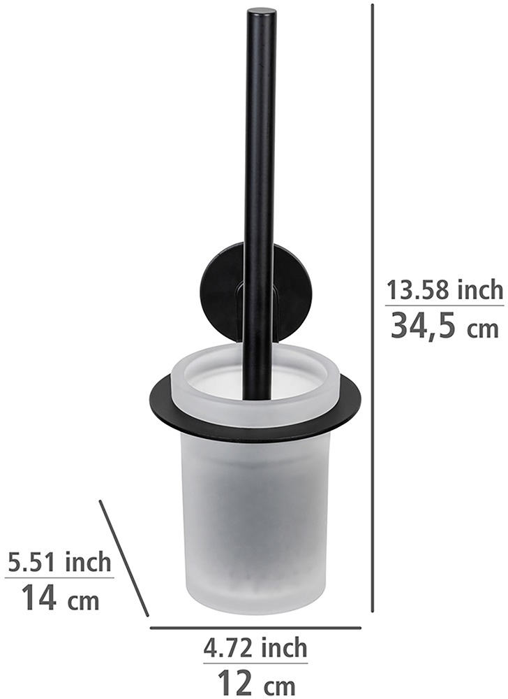WENKO WC-Garnitur »Turbo-Loc® Modell Bivio«, aus Aluminium-Glas, Wandhalter aus Aluminium ohne Bohren, Einsatz aus Glas, mit Klobürste