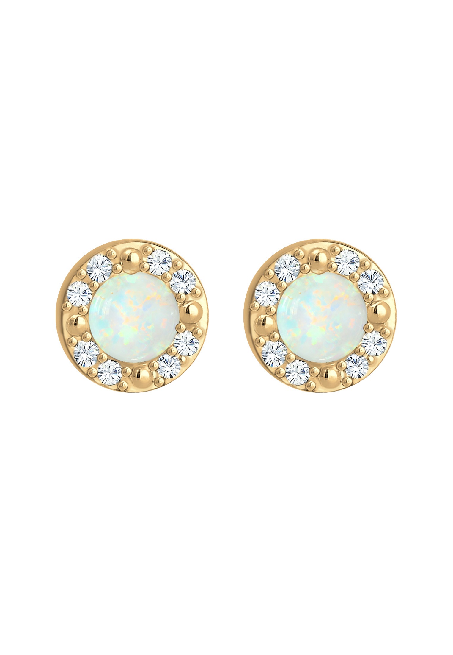 Elli Premium Paar Ohrstecker »Ohrringe Ohrstecker Glas Kristalle Synthetischer Opal Weiß 925 Sterling Silber«
