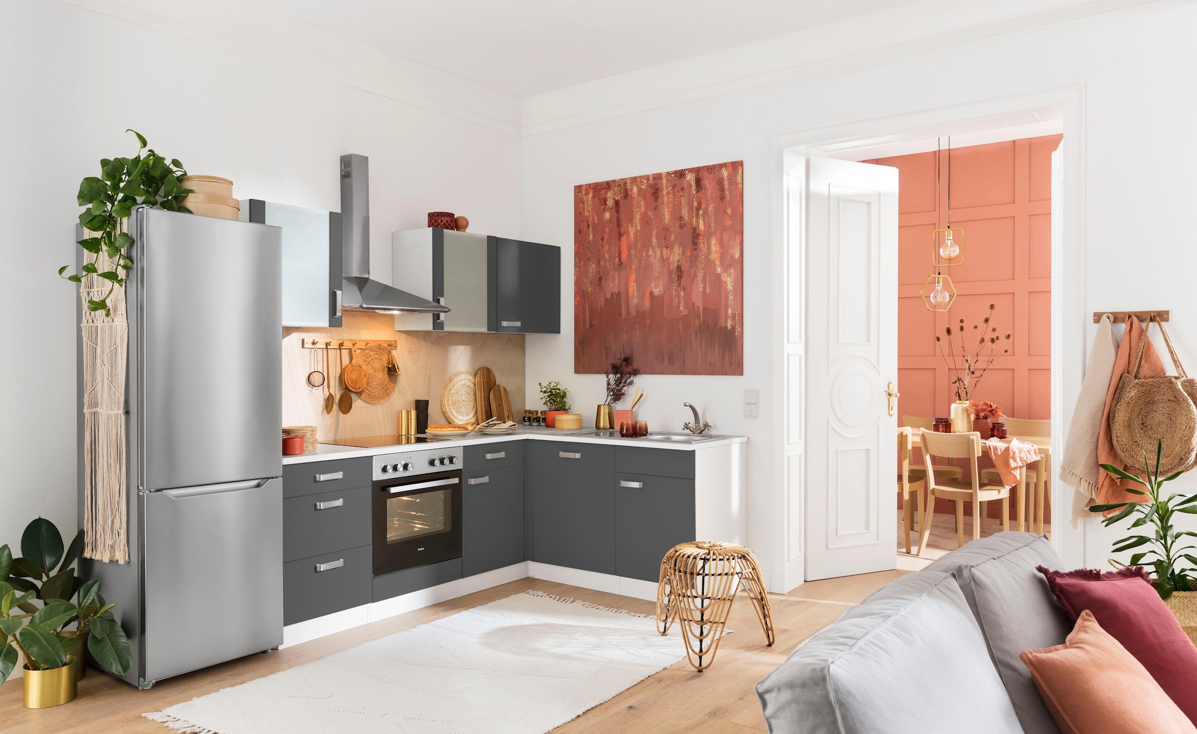 wiho Küchen Winkelküche E-Geräte bequem bestellen 170 220 x cm Stellbreite »Husum«,ohne