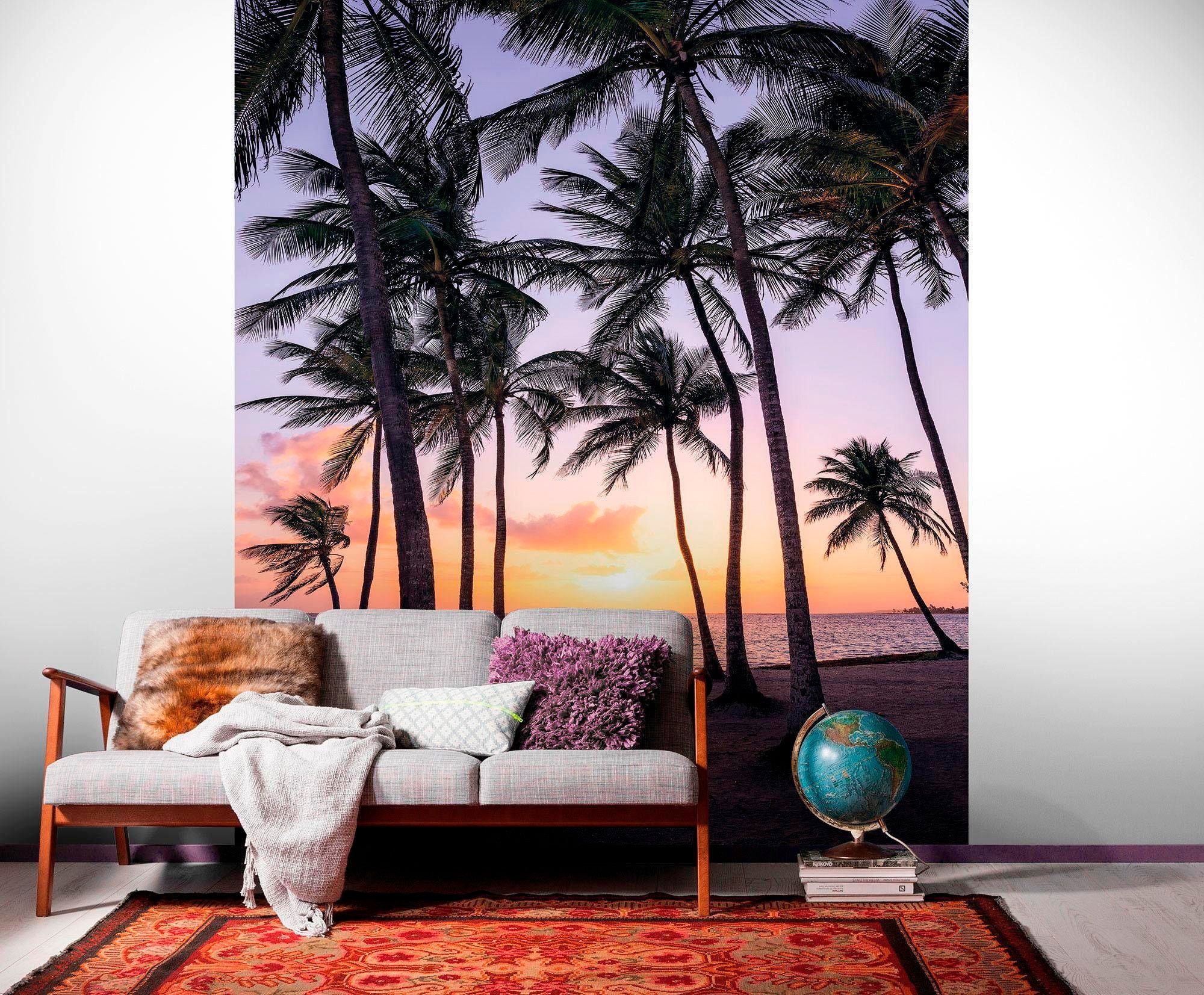 Komar Vliestapete »Digitaldruck Vlies -  Palmtrees on Beach - Größe 200 x 250 cm« bedruckt glatt Wohnzimmer, Schlafzimmer