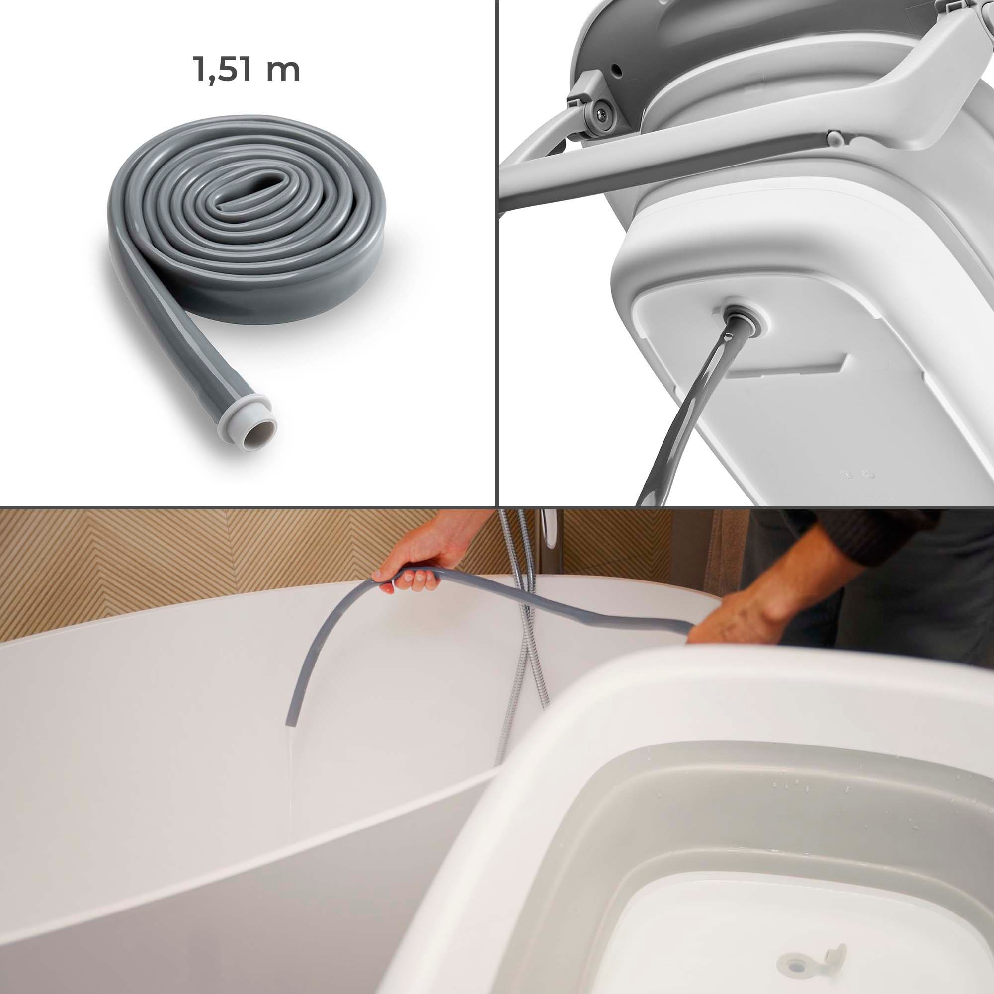 Kinderkraft Babybadewanne »BUBBLY« Höhe 98 cm Ablaufschlauch | zusammenfaltbar mit Wickelauflage