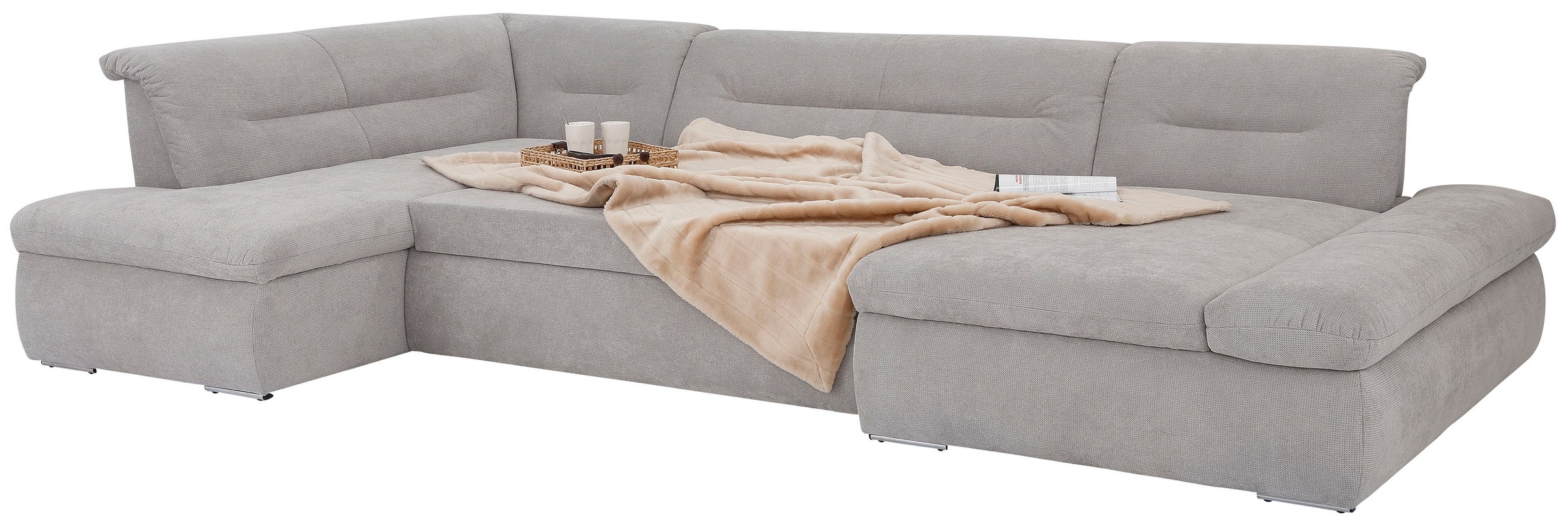 INOSIGN Wohnlandschaft »Avesa U-Form«, Wahlweise mit Armteilverstellung und Bettfunktion, B/T/H: 355/216/80cm