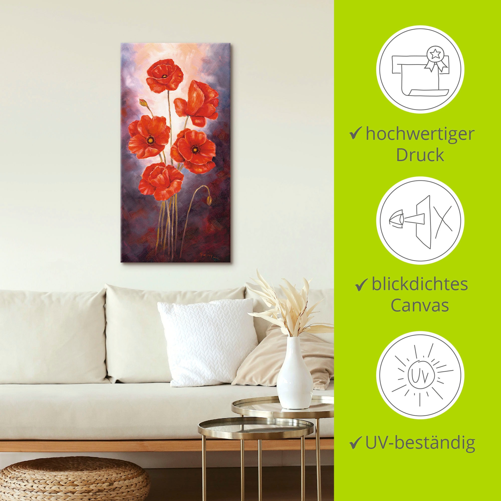 Artland Wandbild »Mohn V«, Blumen, (1 St.), als Leinwandbild, Poster in verschied. Größen