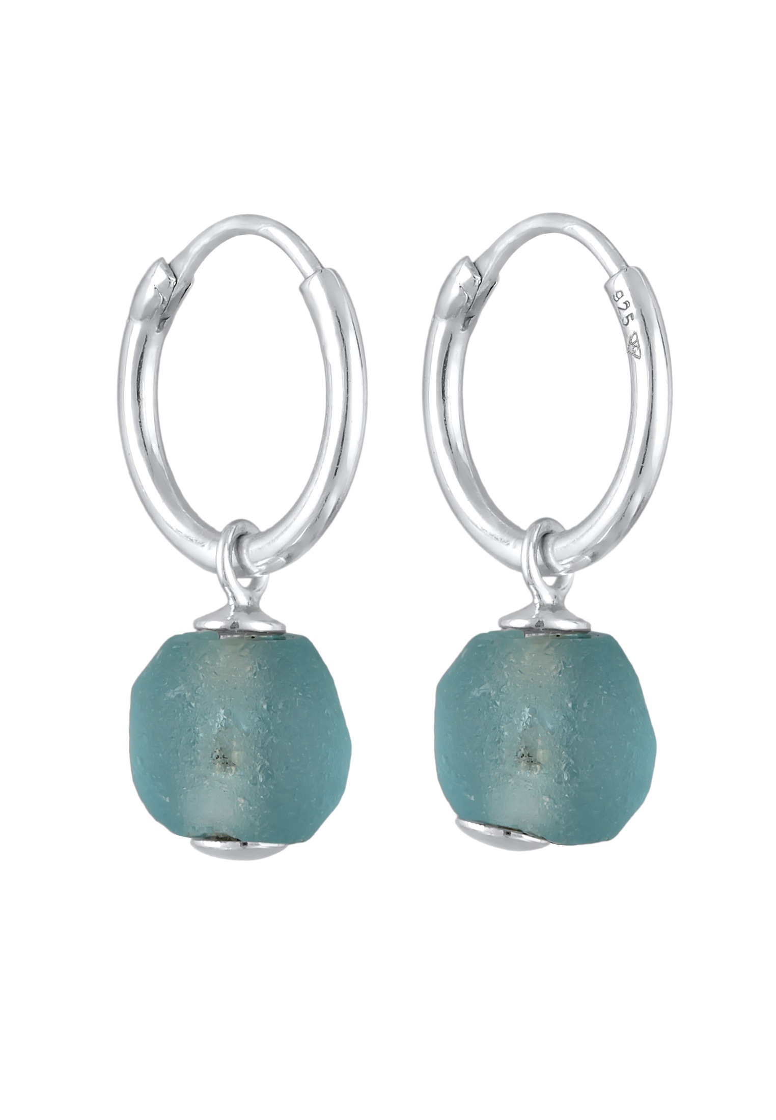 Elli Paar Creolen »Ohrringe Creole Recyceltes Glas Bead Einhänger 925 Silber«