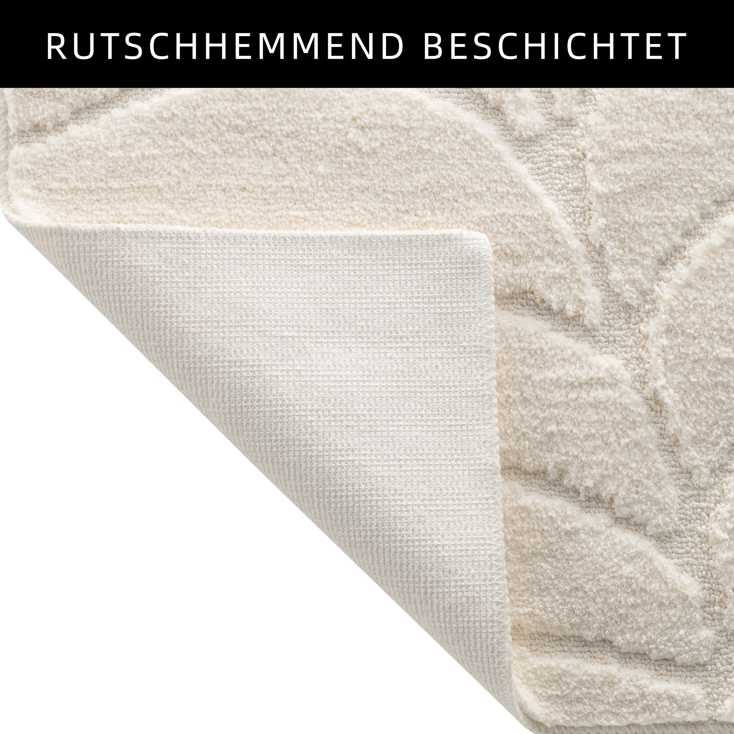 my home Badematte »Epense, Badvorleger, Badezimmer Teppich, Duschvorleger«, fußbodenheizungsgeeignet-schnell trocknend, Badteppich, Uni Farben, Blätter, Hoch-Tief Effekt