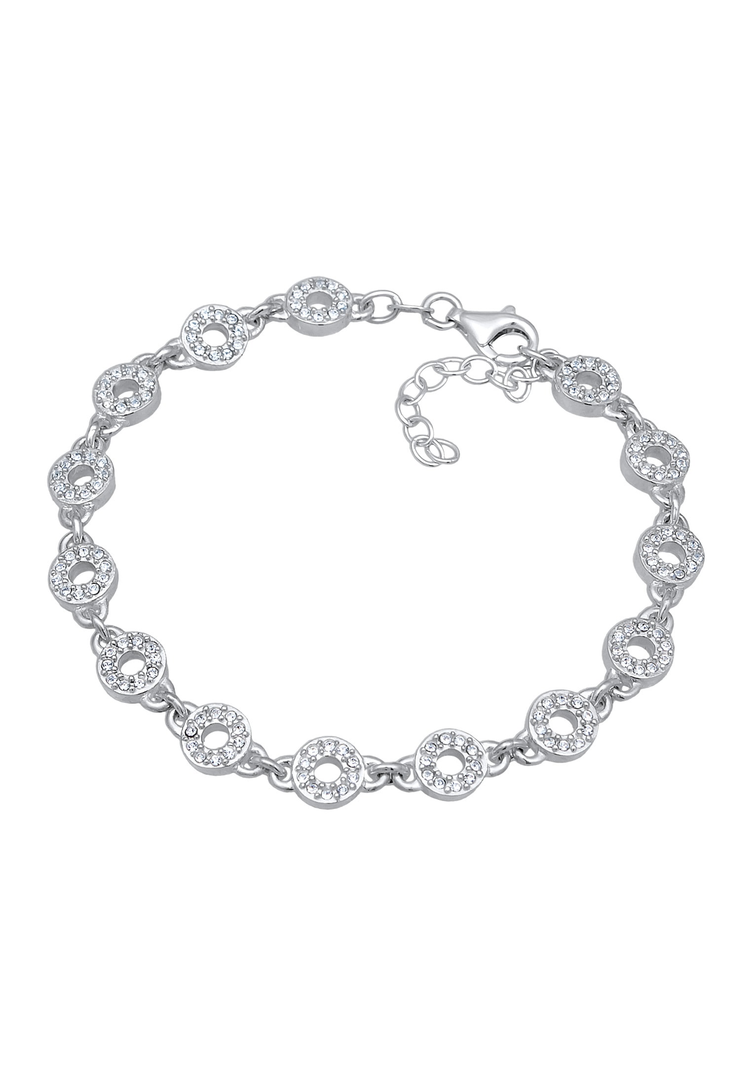 Elli Premium Armkette »Armband Kreis Rund Elegant Kristalle 925 Silber rhodiniert«