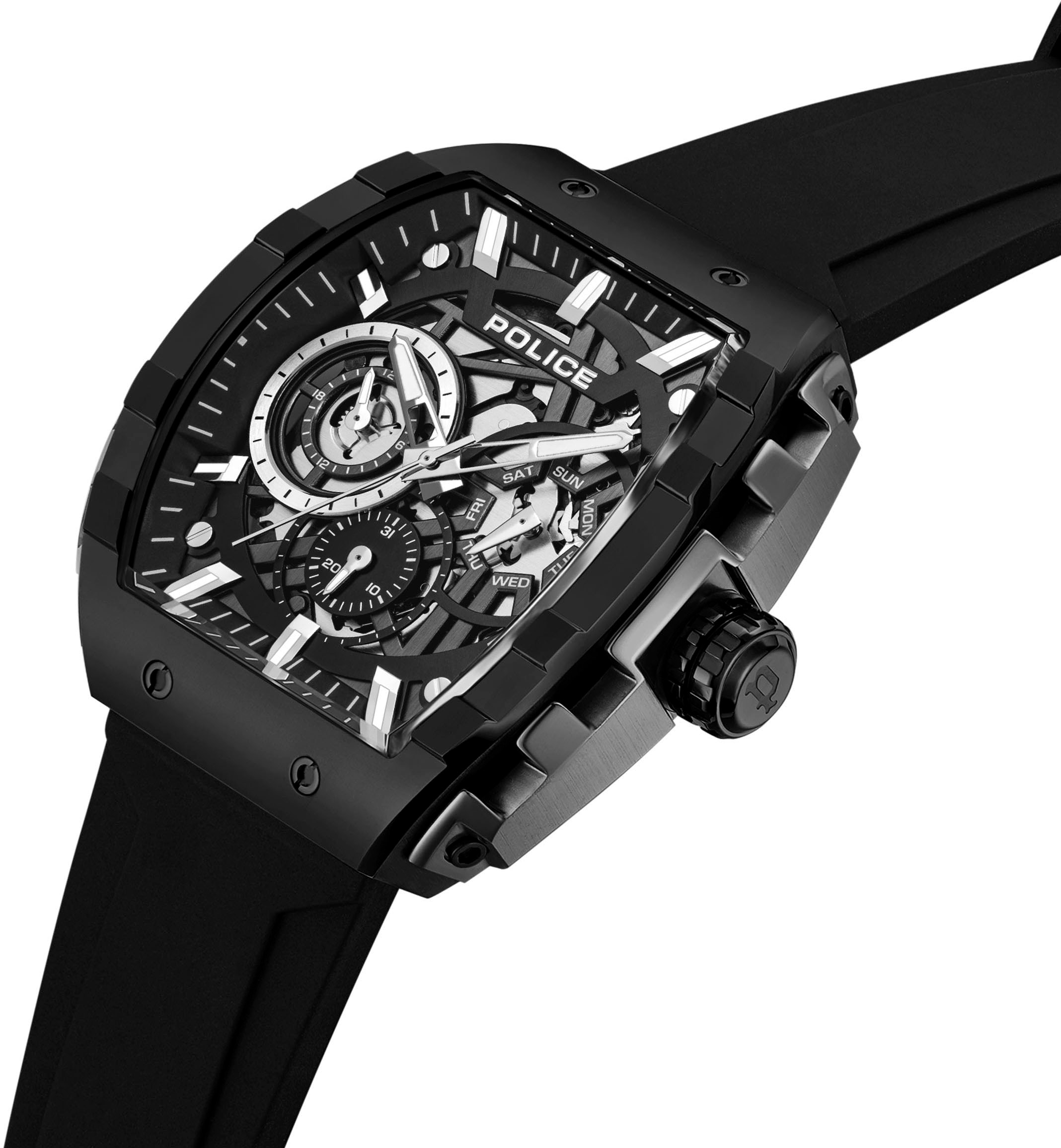 Police Multifunktionsuhr »FLASH« Quarzuhr, Armbanduhr, Herrenuhr, Silikonarmband, analog